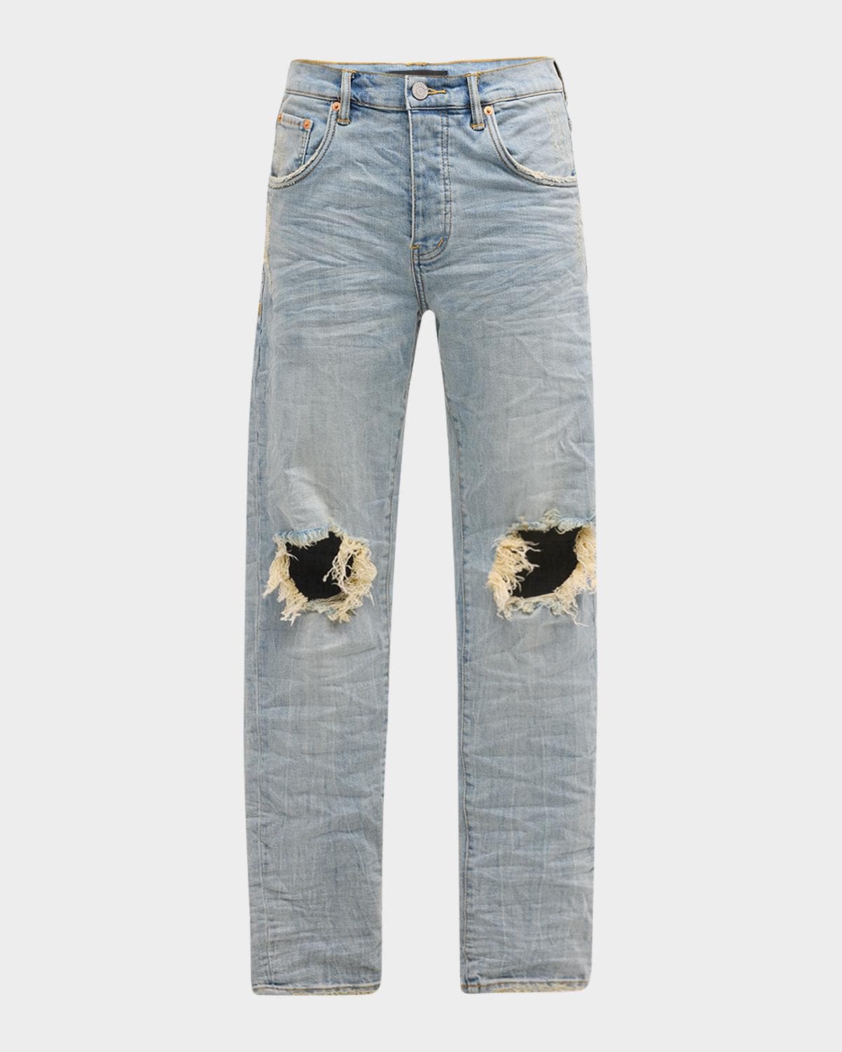 PURPLE Men's P002 Light Indigo Blowout Slim Jeans