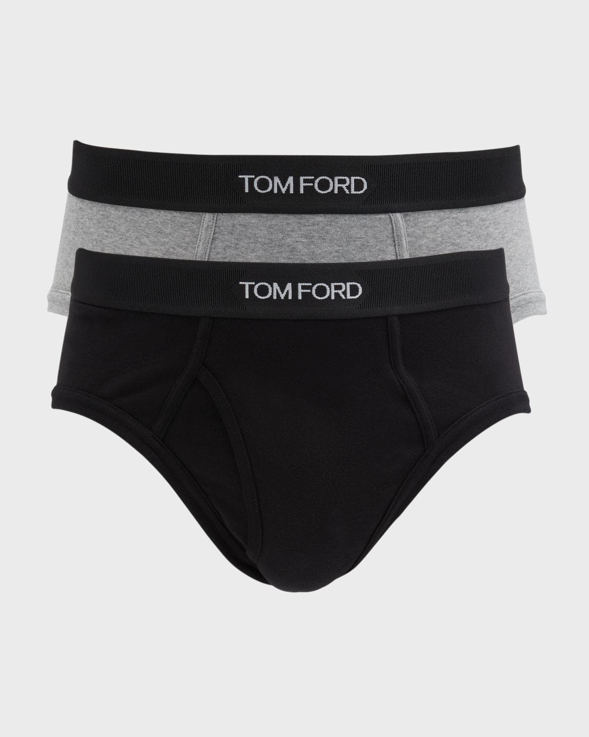 TOM FORD Men's 2-Pack Solid Jersey Logo-Waist Briefs