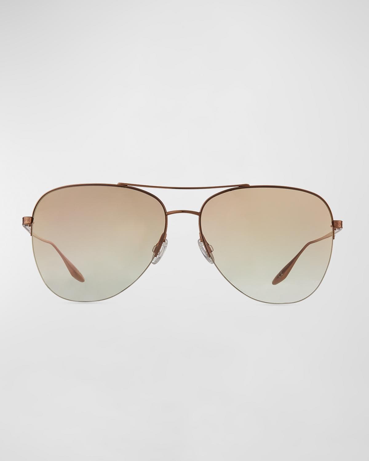 Barton Perreira Chevalier Semi-Rimless Metal Aviator Sunglasses