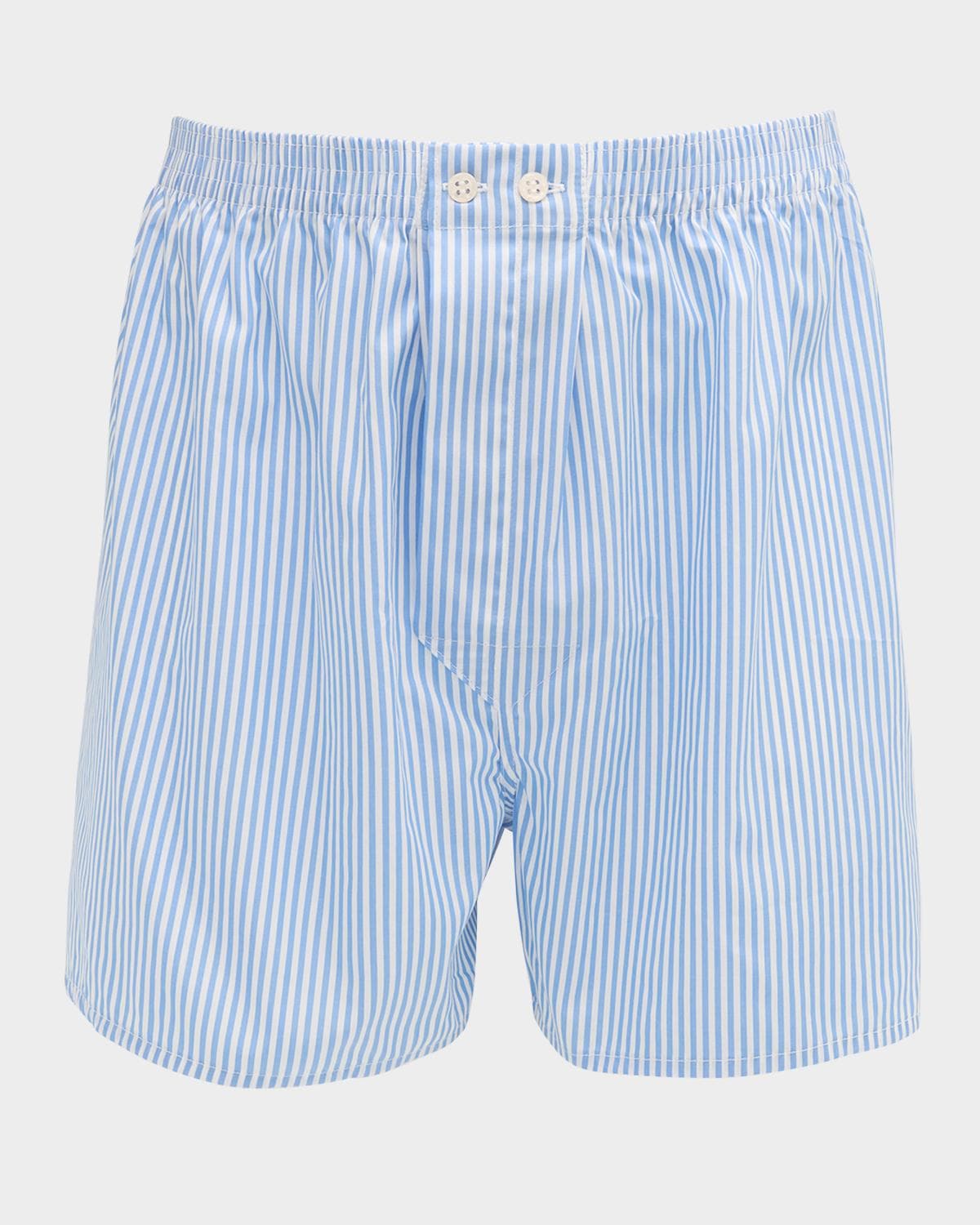 Derek Rose Men's James Classic Fit Cotton Stripe Boxer Shorts