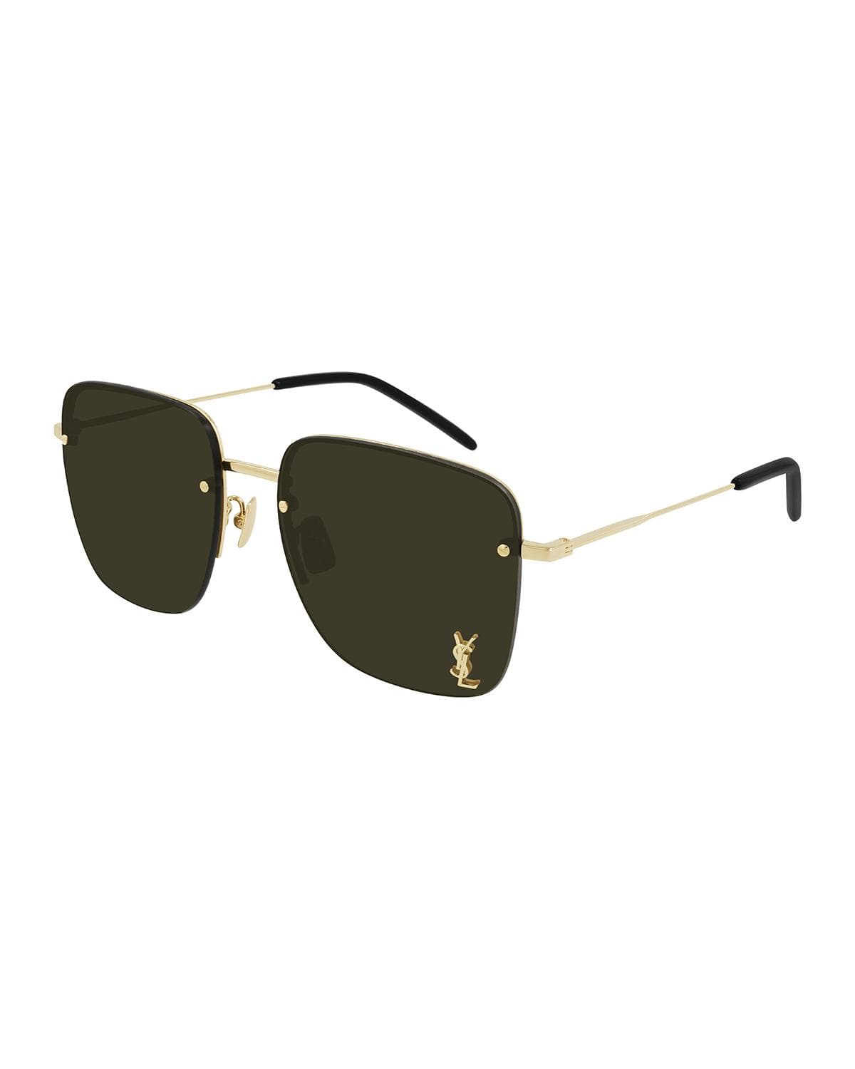 Saint Laurent YSL Rimless Square Metal Sunglasses