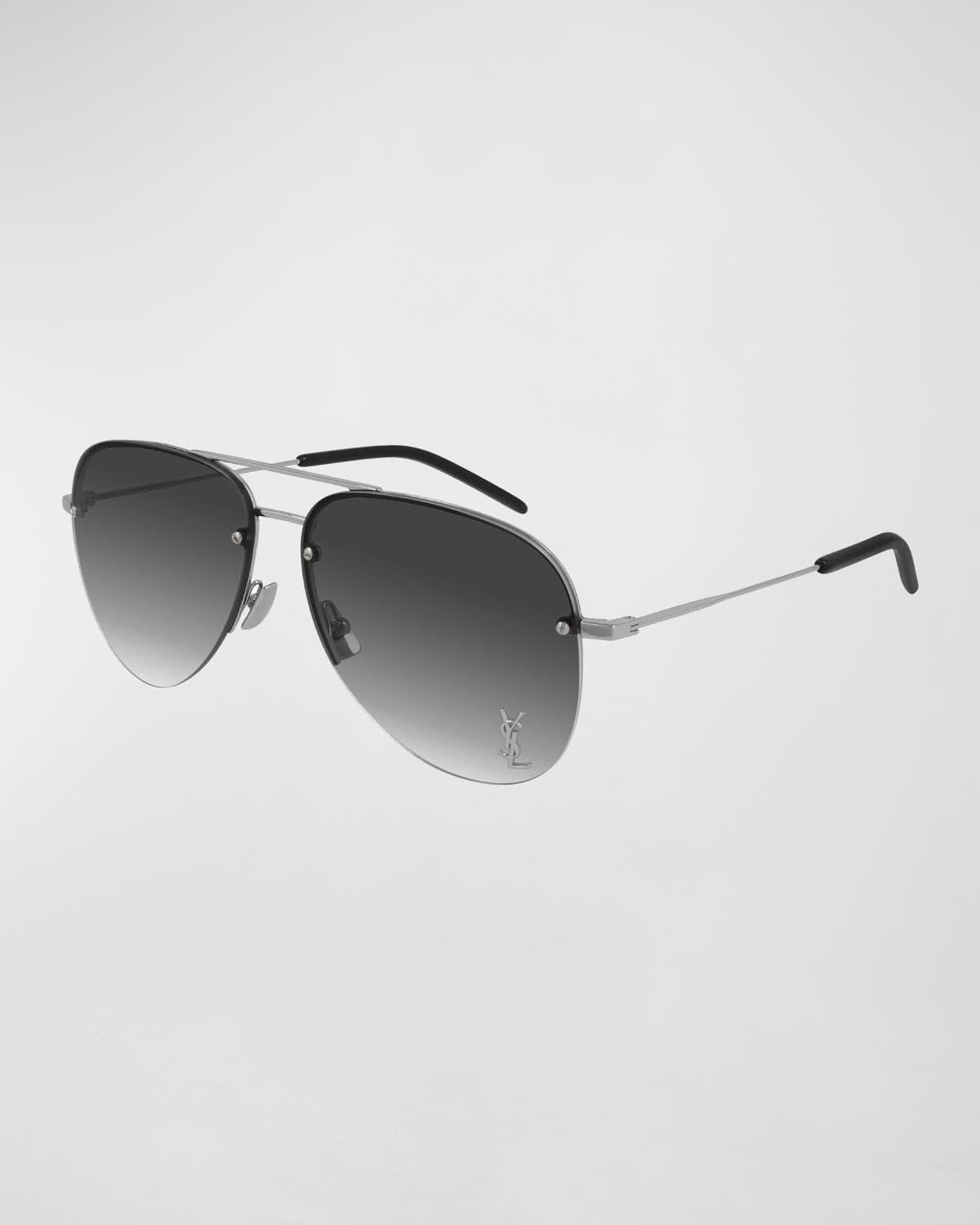 Saint Laurent Men's Gradient Metal Aviator Sunglasses