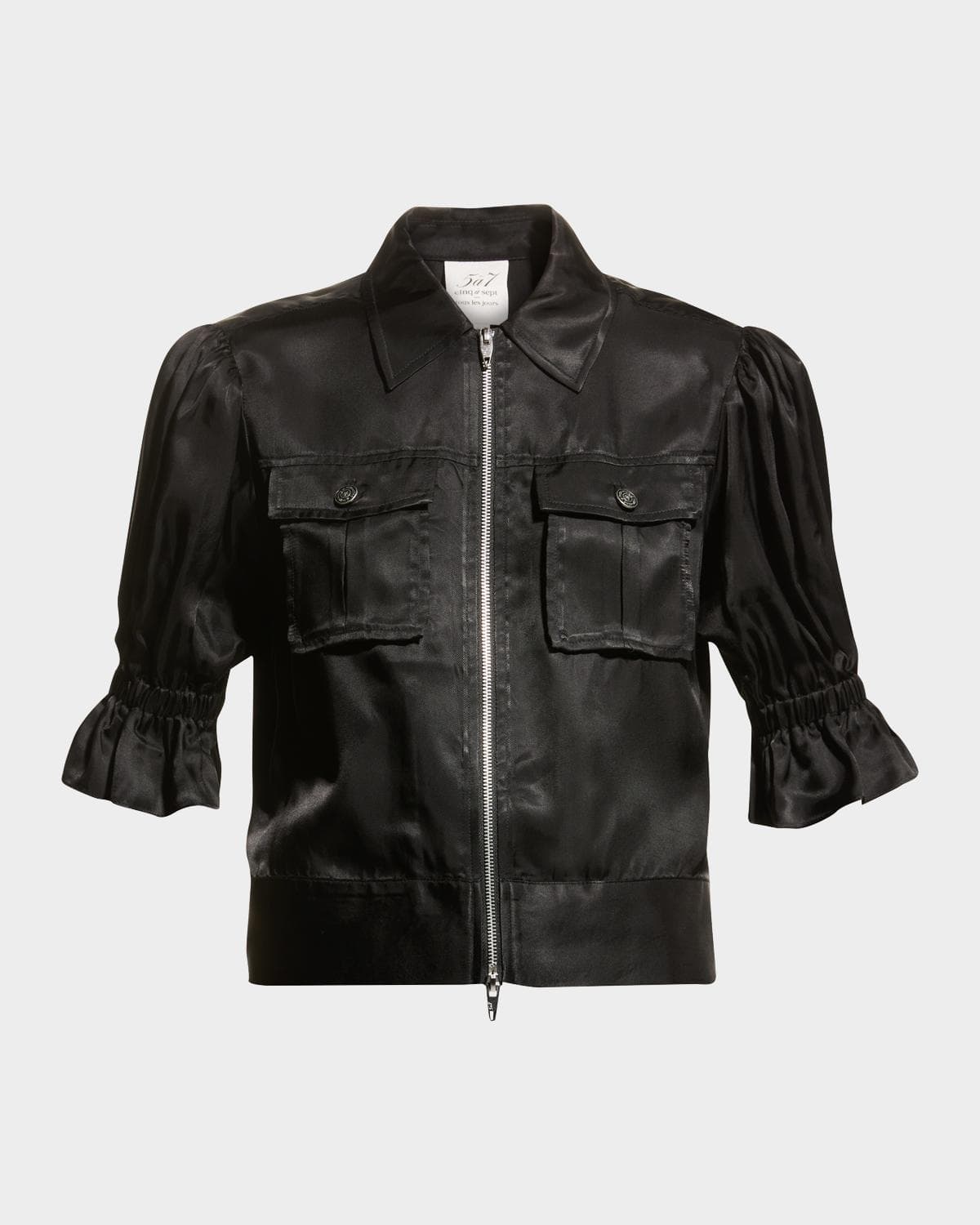Cinq à Sept Holly Short-Sleeve Sateen Jacket