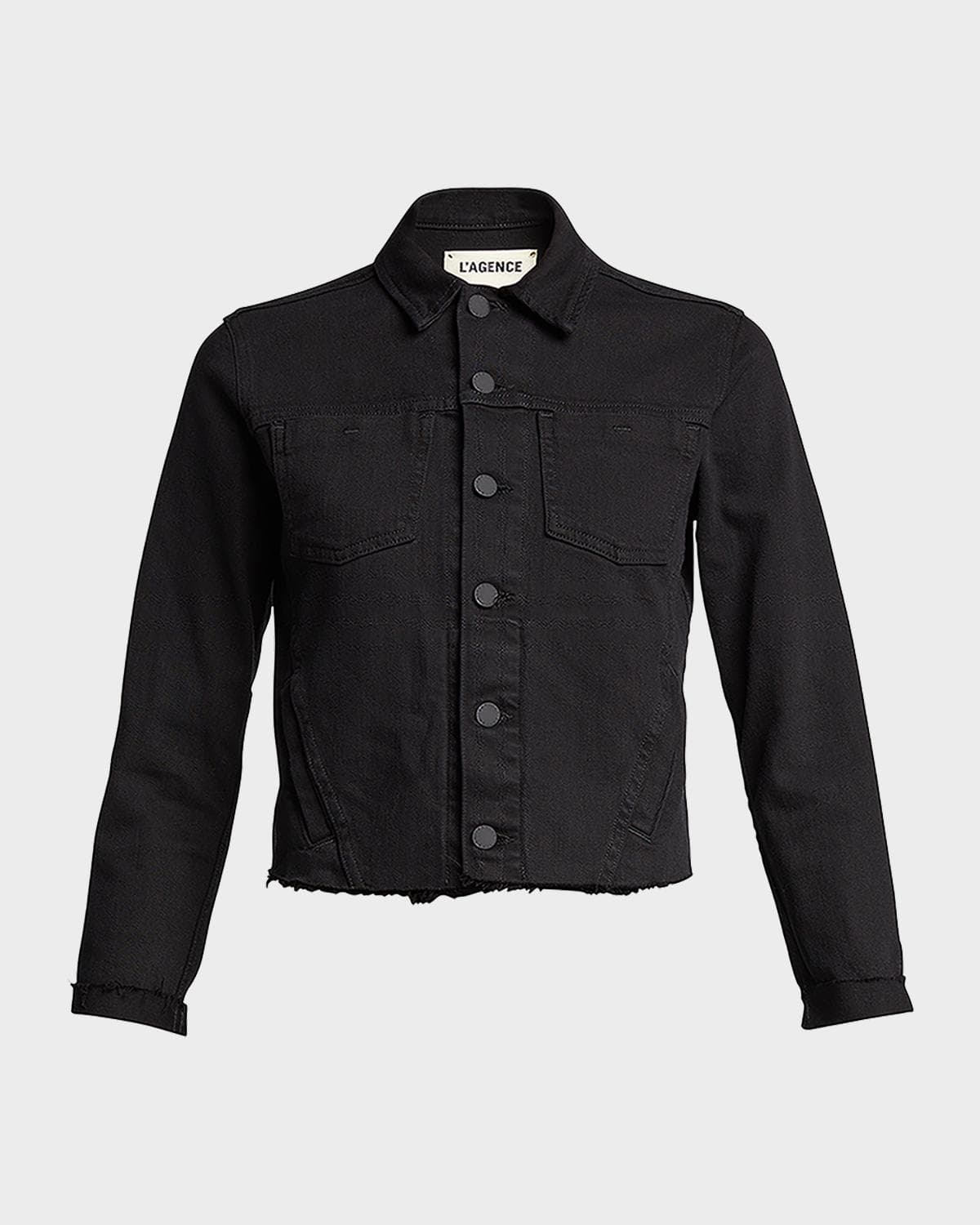 L 'AGENCE Janelle Slim Raw-Edge Denim Jacket