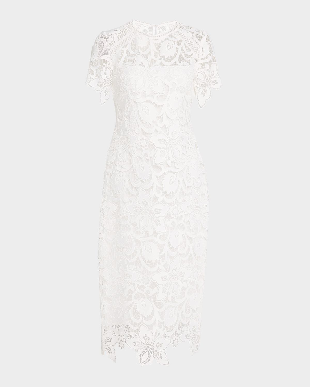 Shoshanna Floral Lace Short-Sleeve Midi Dress · 4
