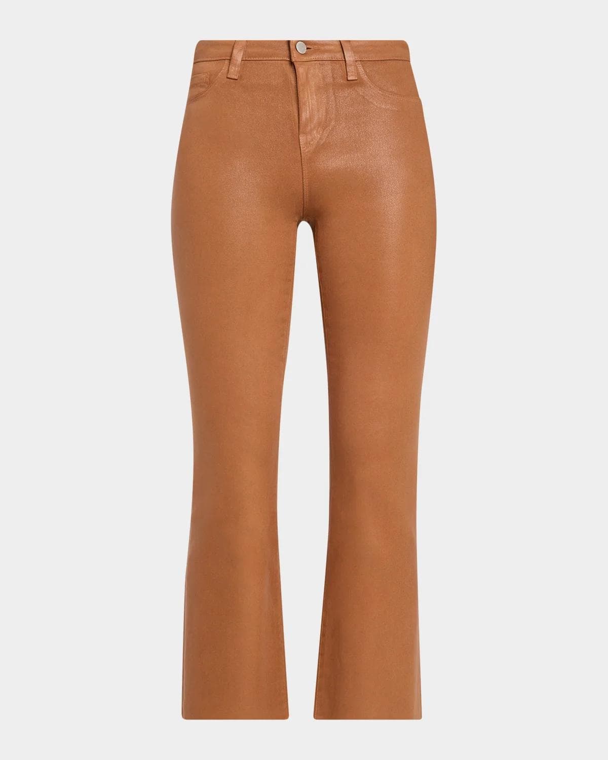 L 'AGENCE Kendra High-Rise Coated Crop Flare Jeans