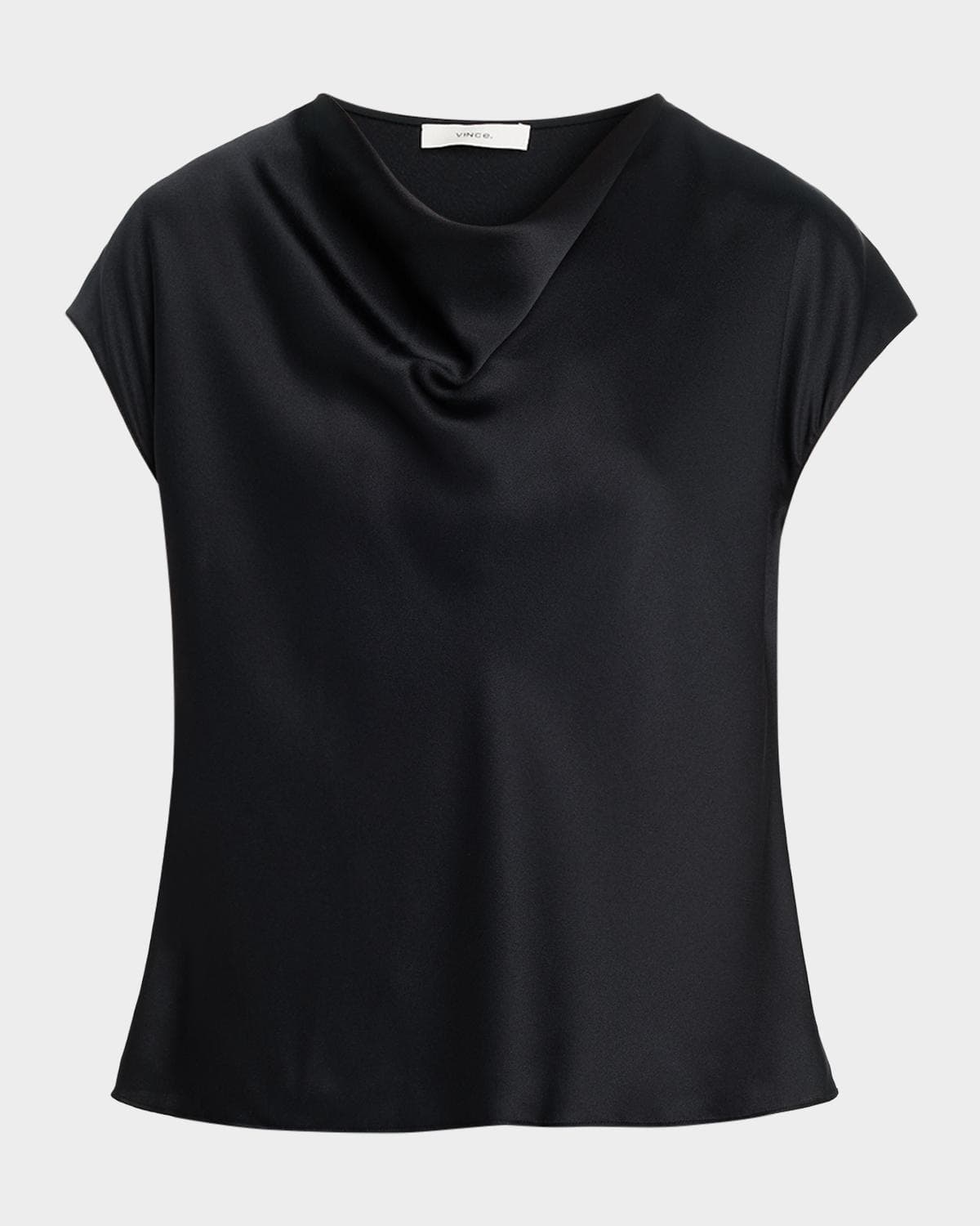 Vince Cowl-Neck Cap-Sleeve Satin Blouse