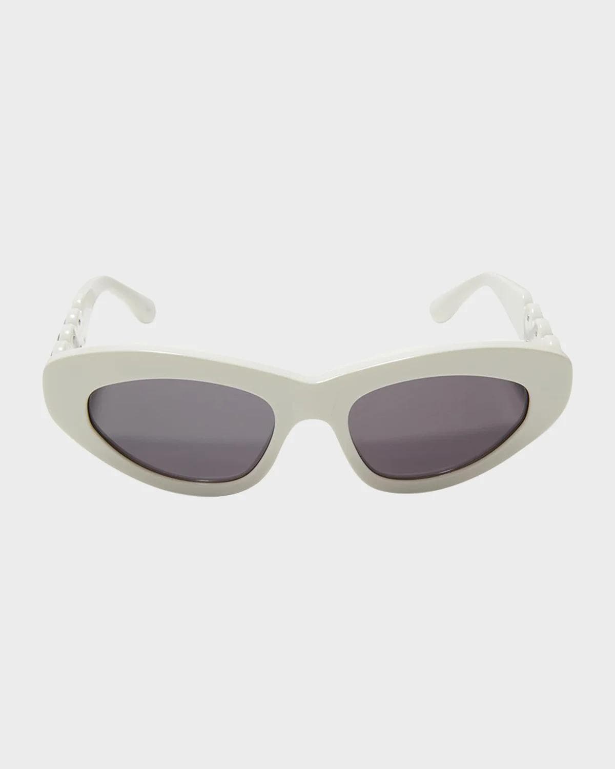 ALAÏA Scallop Stud Metal & Acetate Cat-Eye Sunglasses