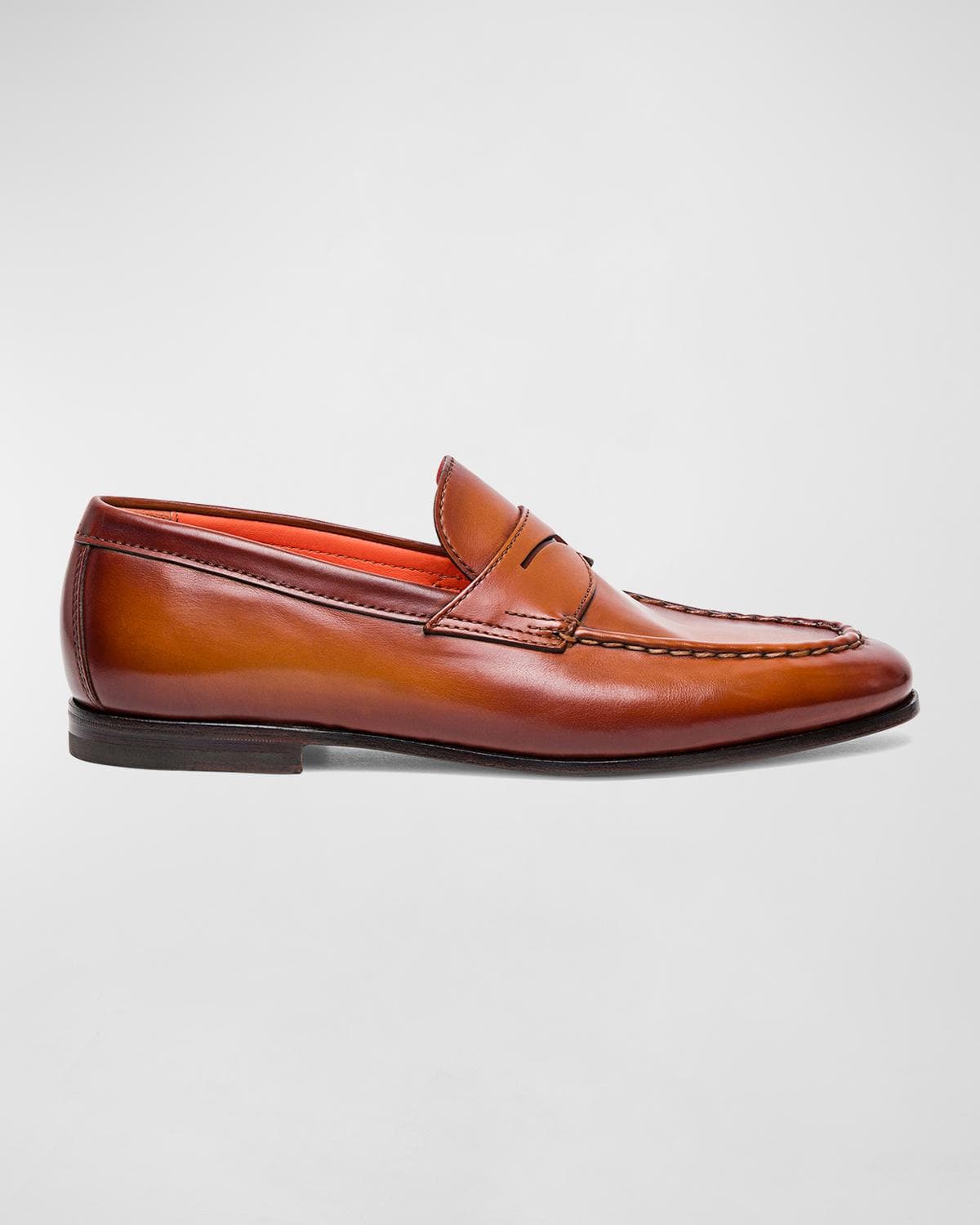 Santoni Men's Door Leather Penny Loafers · 8.5 D