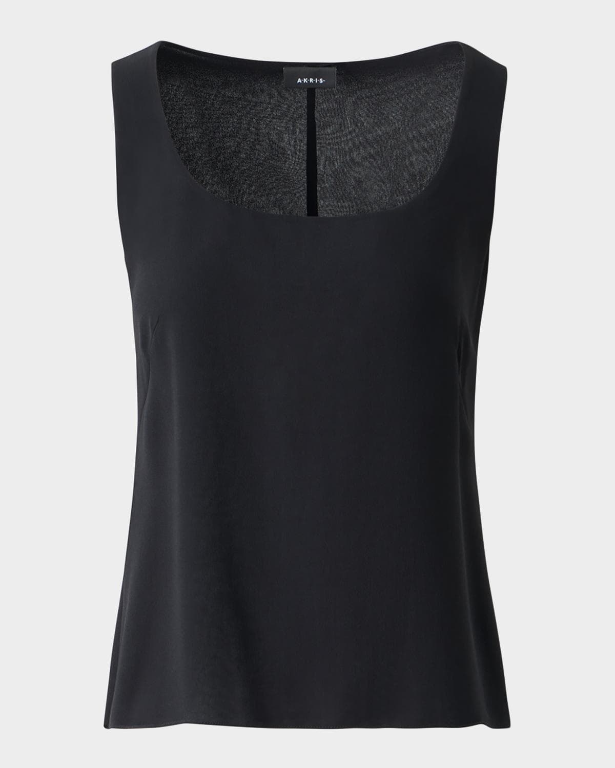 Akris Scoop-Neck Silk Georgette Tank Top