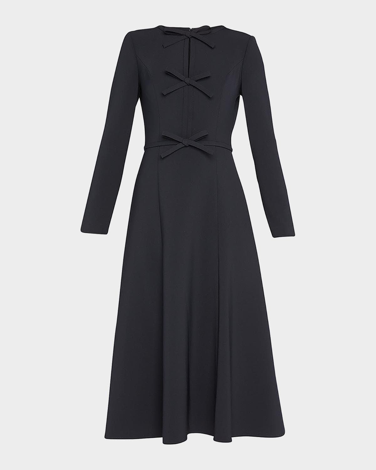 Carolina Herrera Triple Bow Keyhole-Front Midi Dress