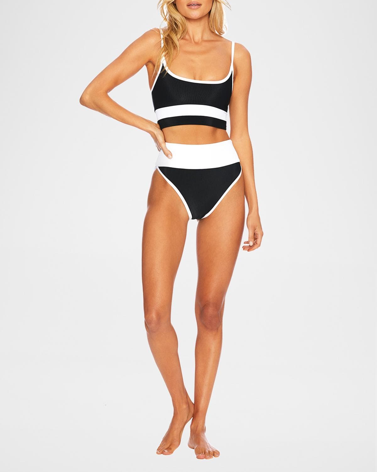 Beach Riot Eva Ribbed Colorblock Swim Top