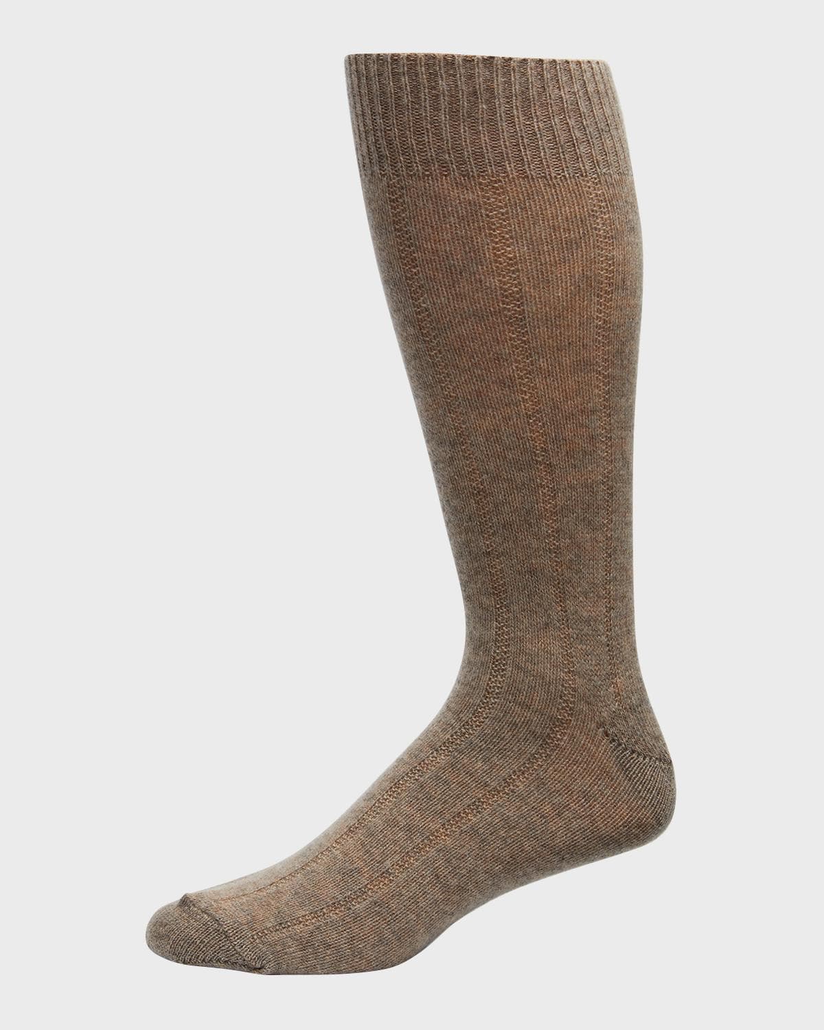 Neiman Marcus Men's Rib Cashmere Crew Socks