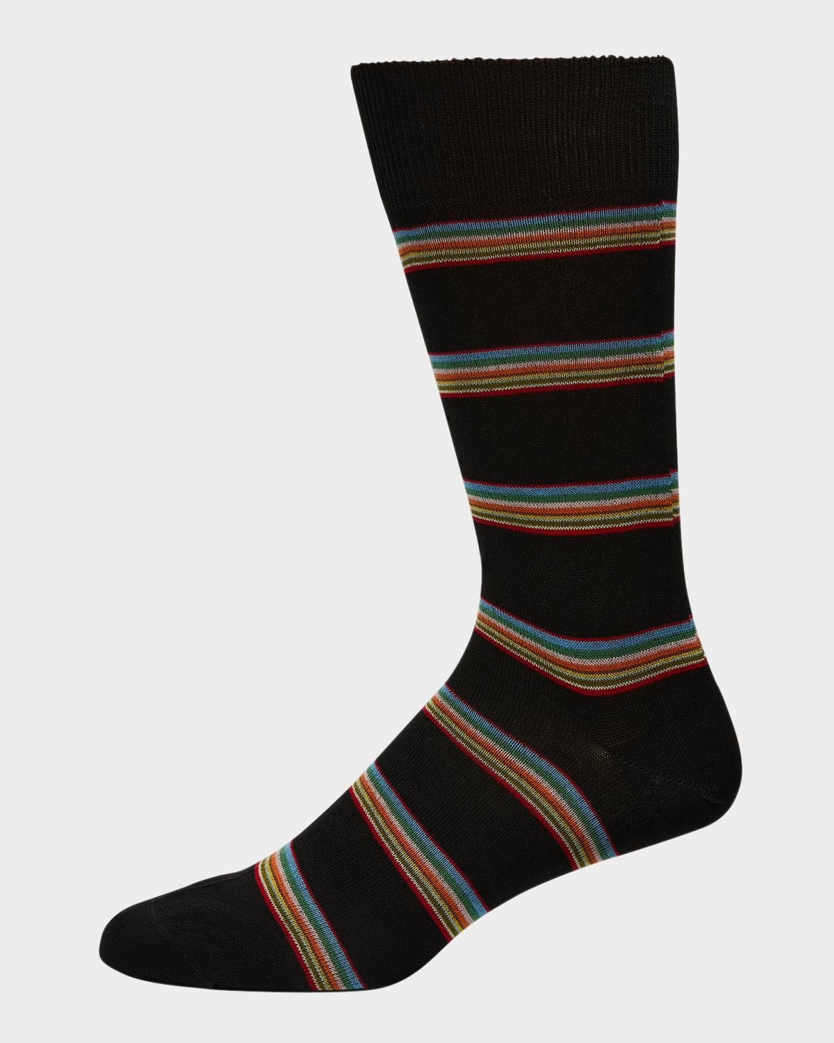 Paul Smith Men's Multiblock Ribbed Crew Socks