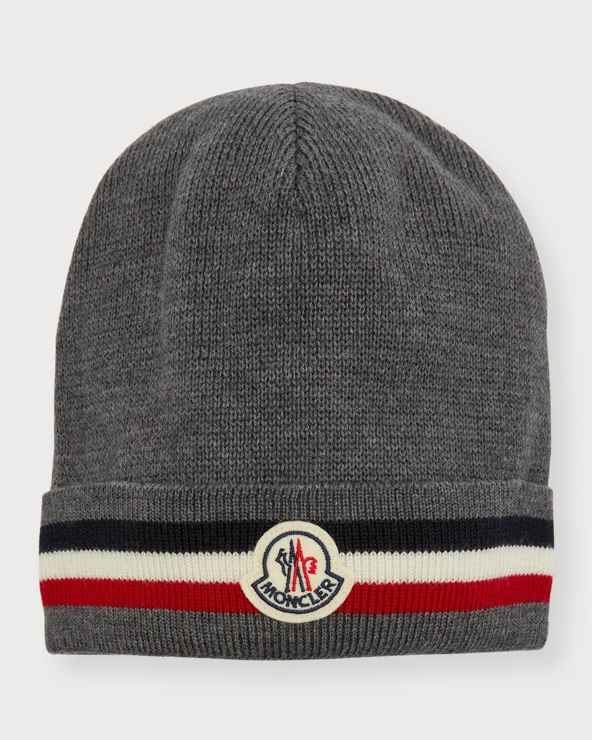 Moncler Men's Tricolor Logo Beanie