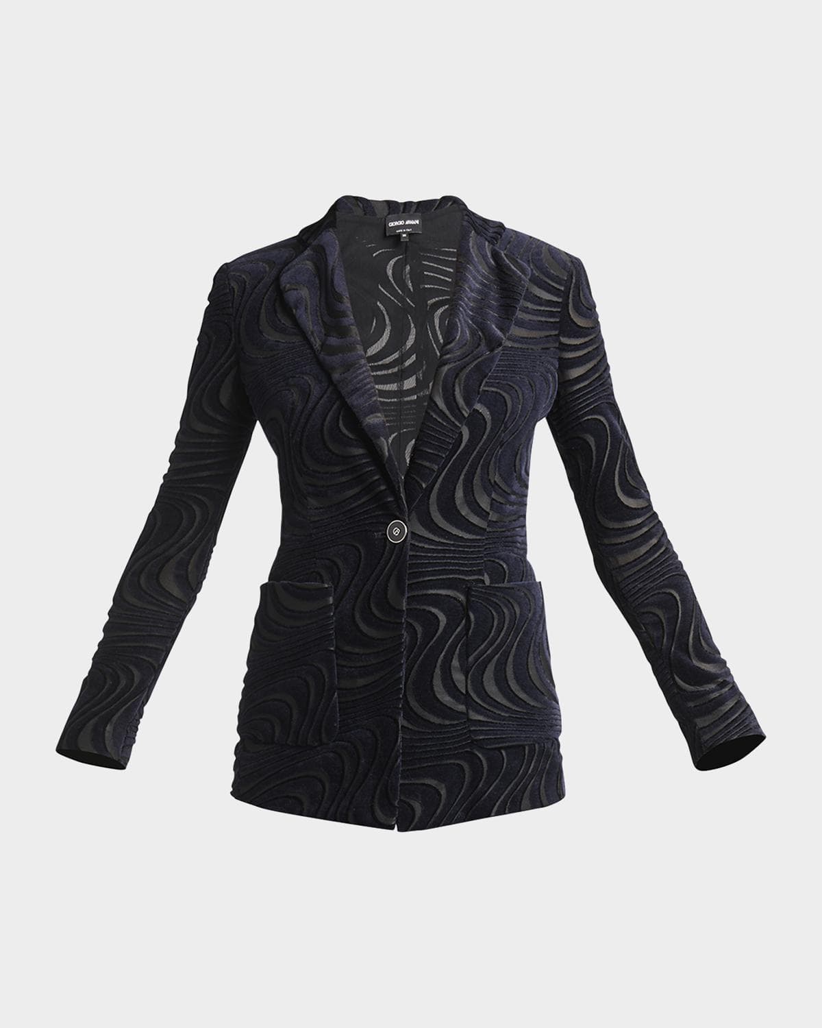 Giorgio Armani Swirl Jacquard Jersey Single-Breasted Blazer Jacket · 50 IT (14 US)