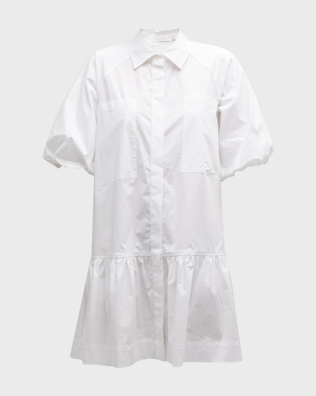 SIMKHAI Chrissy Puff-Sleeve Cotton Poplin Mini Shirtdress