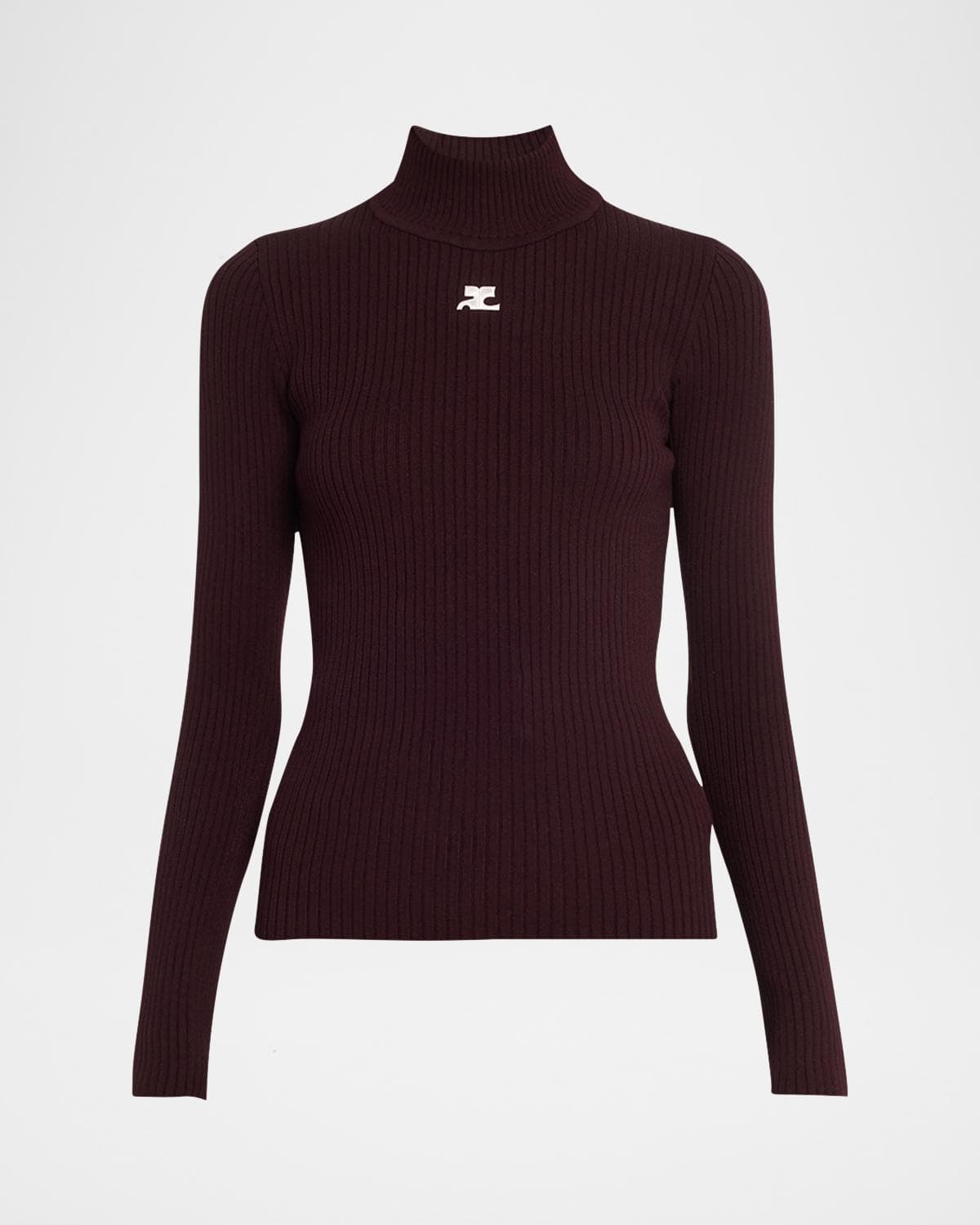 Courreges Turtleneck Long-Sleeve Rib Sweater