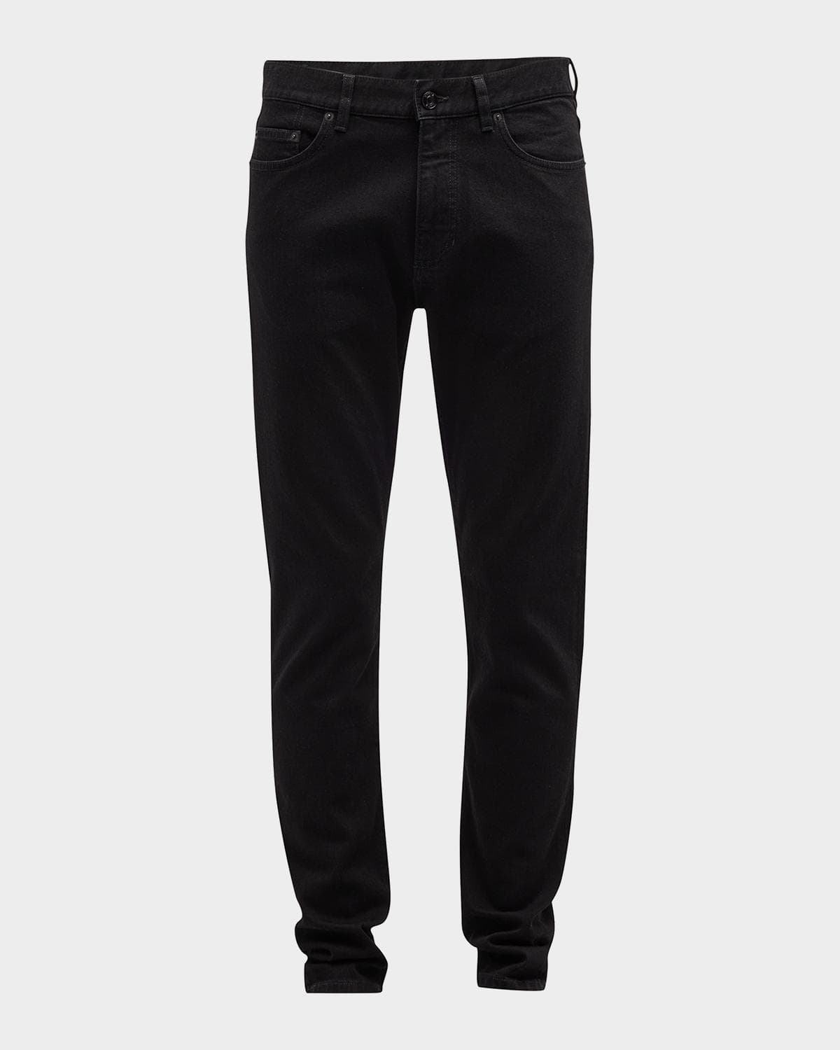 ZEGNA Men's 5-Pocket Black Wash Denim Jeans
