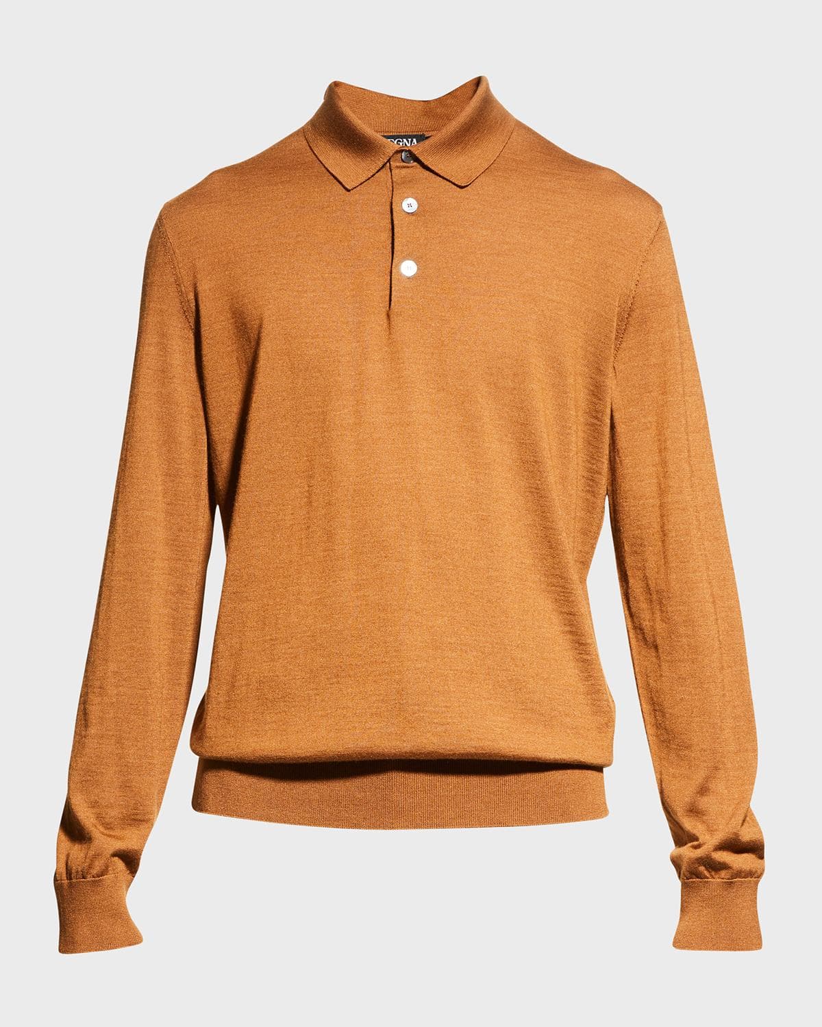 ZEGNA Men's Cashmere-Silk Polo Sweater