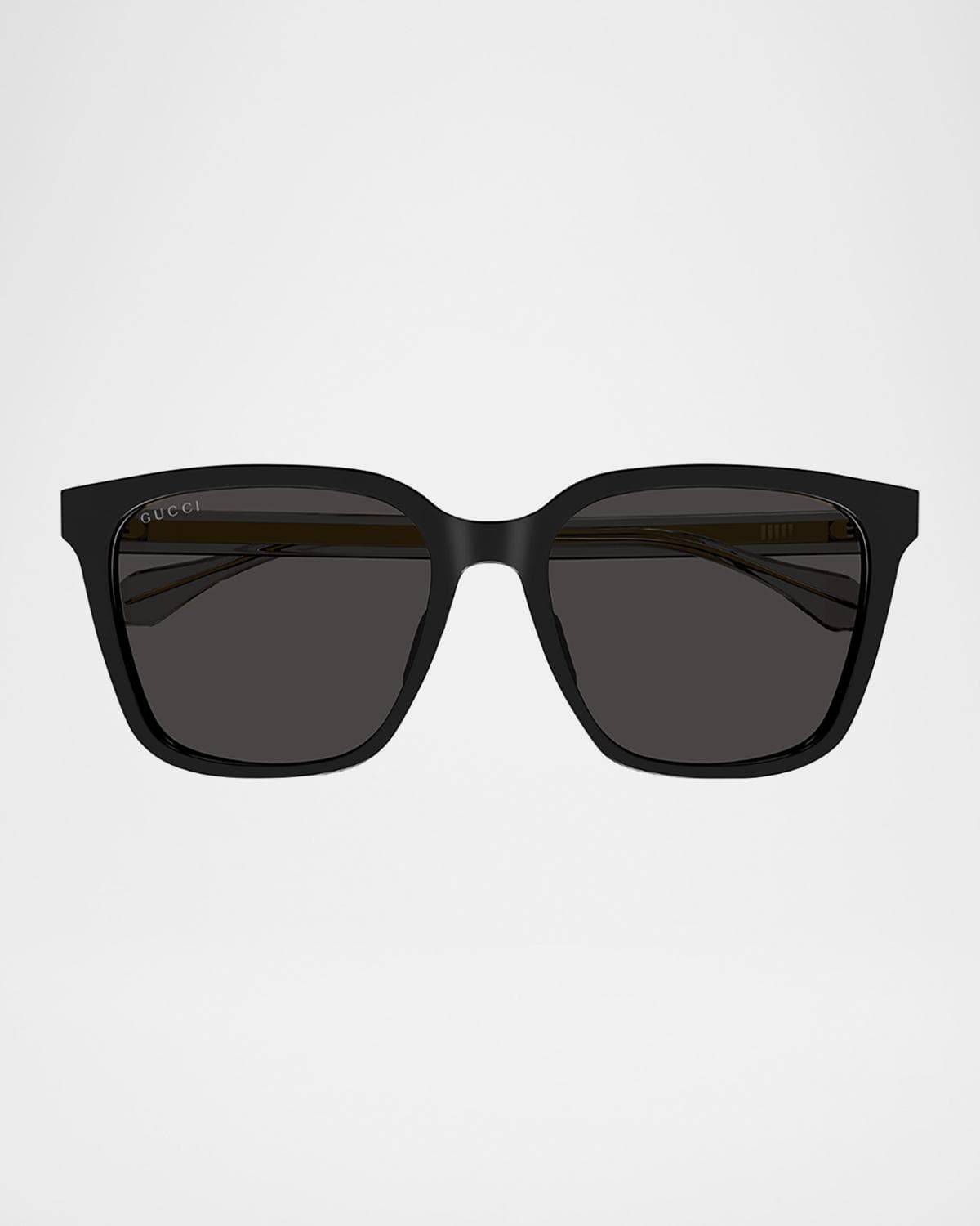 Gucci Men's Temple-Logo Square Sunglasses