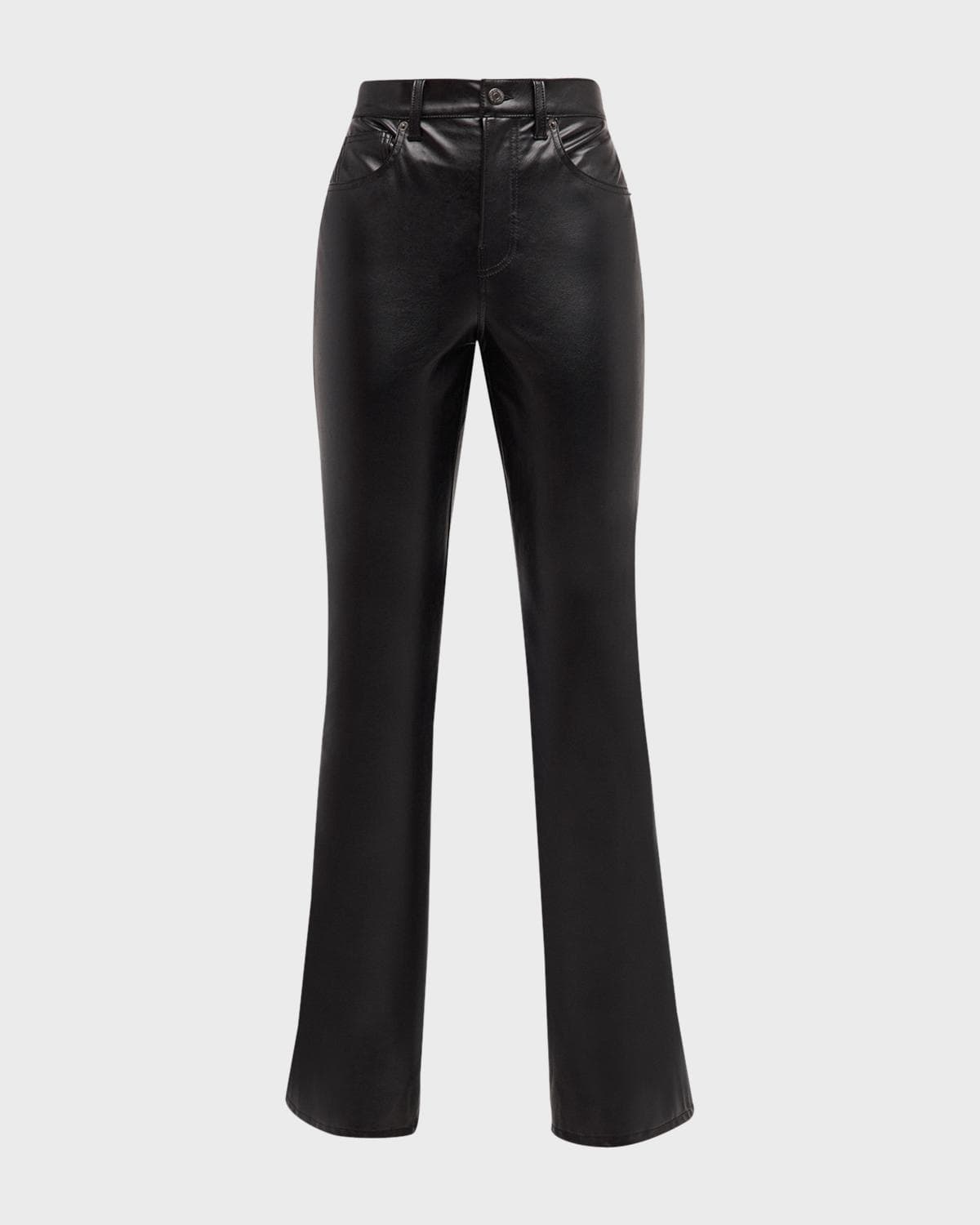 Veronica Beard Beverly High-Rise Skinny Flare Faux Leather Jeans