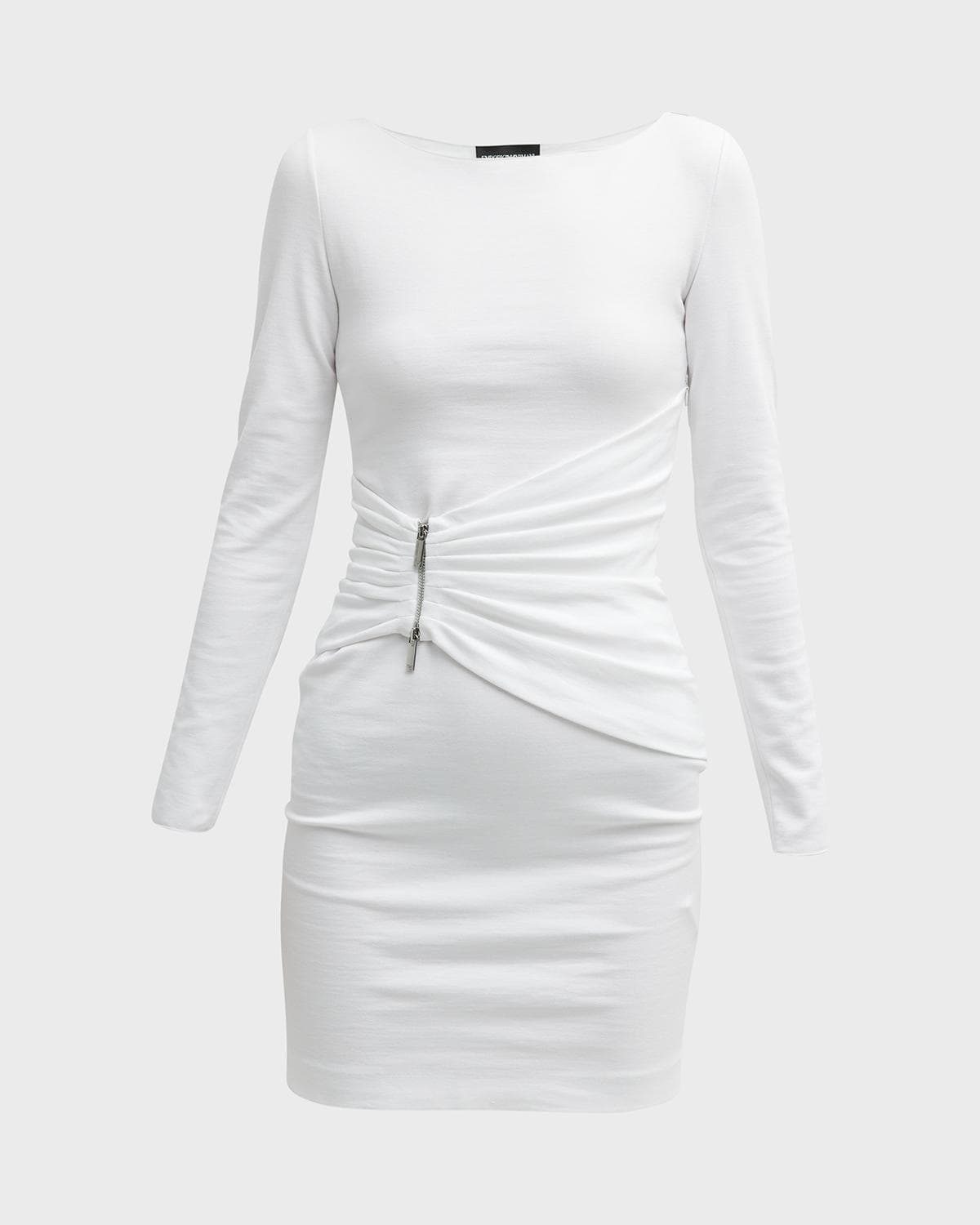 Emporio Armani Pleated Bateau-Neck Mini Dress