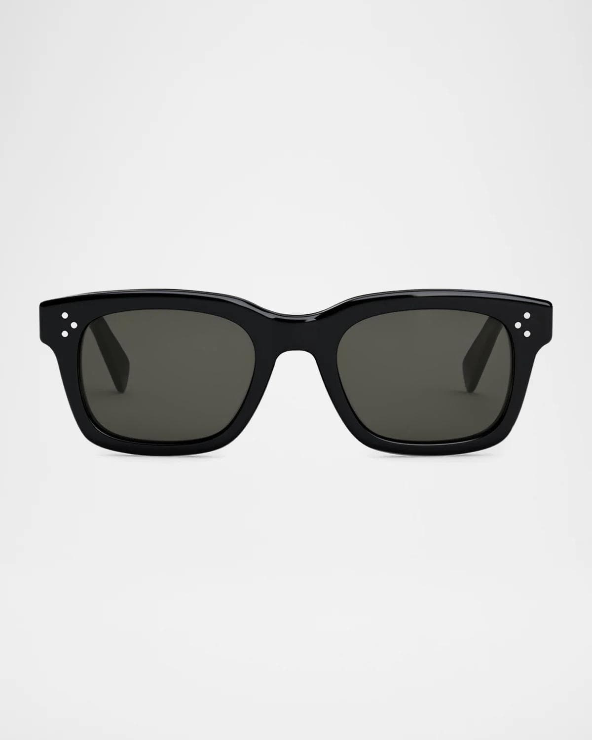 CELINE Men's Havana Rectangle Logo Sunglasses