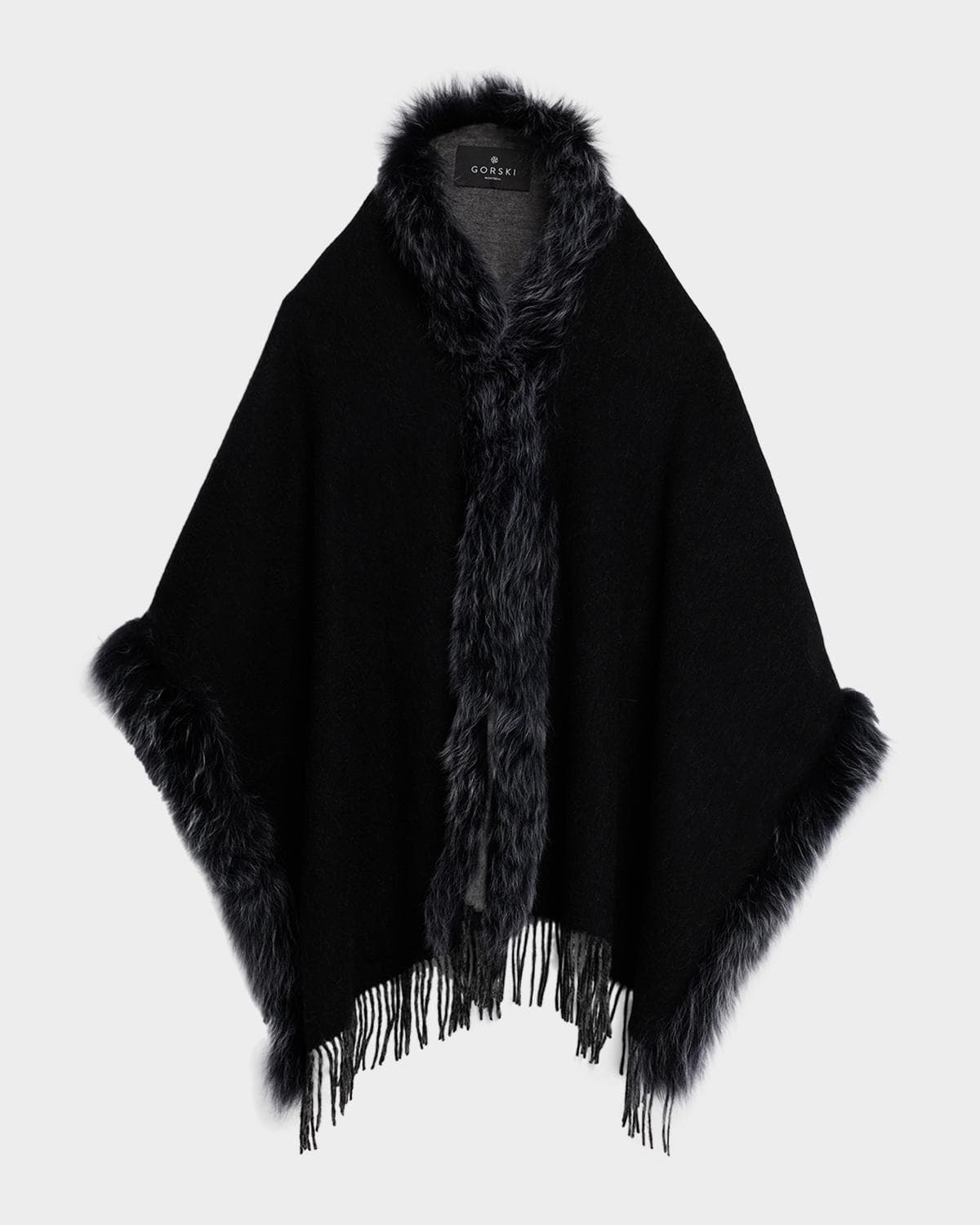 Gorski Toscana Lamb Shearling-Trim Fringe Cashmere Stole