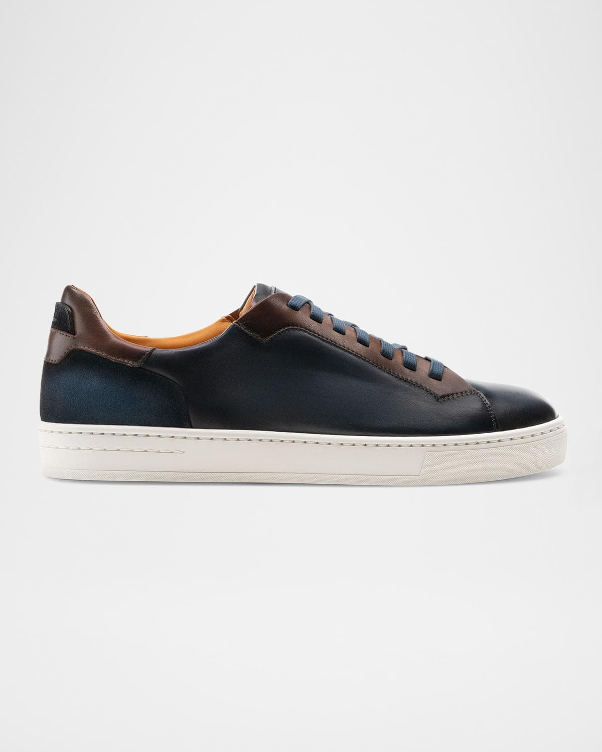Magnanni Men's Amadeo Burnished Leather Low-Top Sneakers