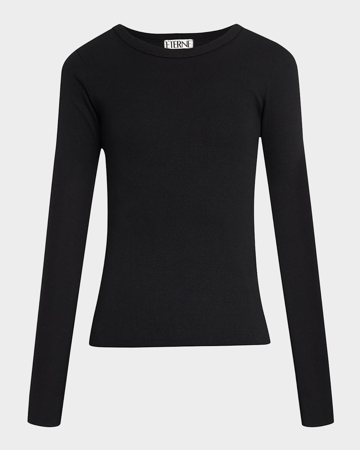 Eterne Long-Sleeve Fitted Crewneck Top