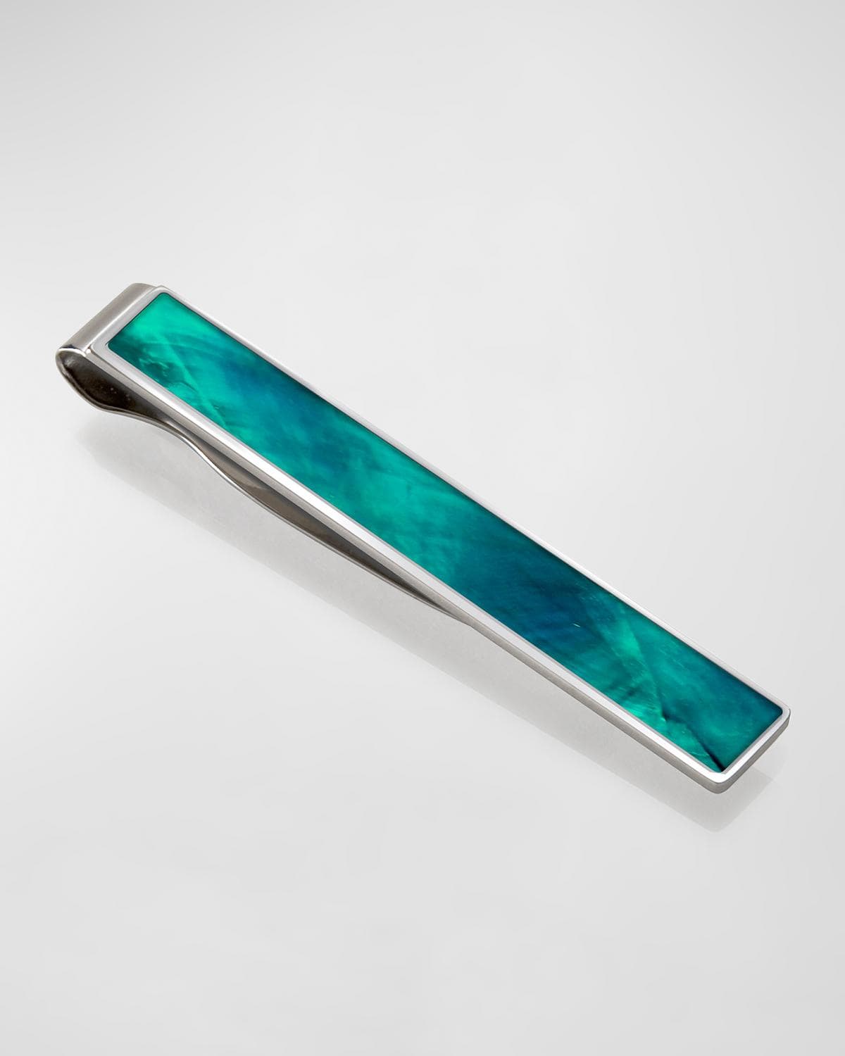 M Clip Men's Teal Mother-Of-Pearl Tie Bar