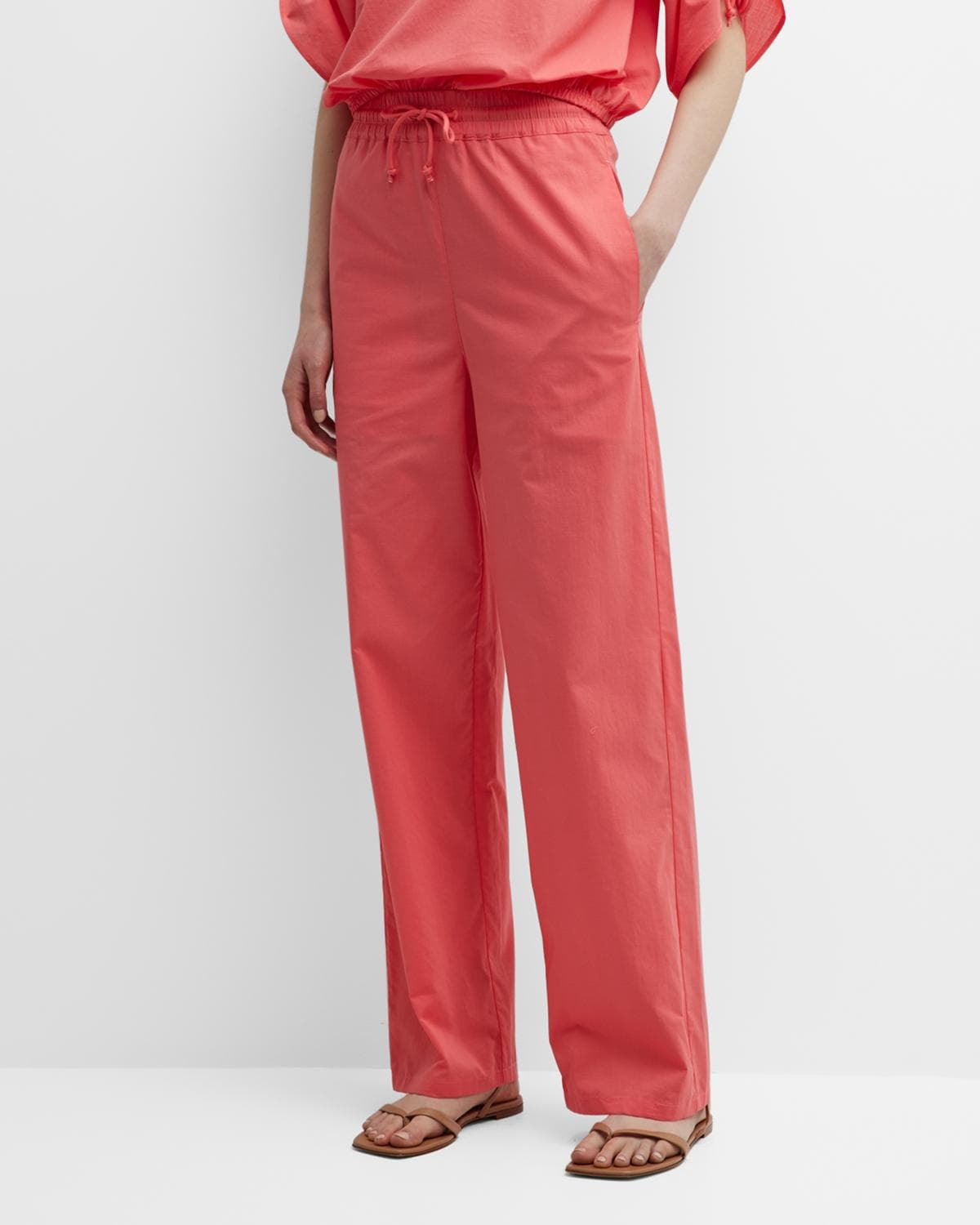 Emporio Armani Cropped High-Rise Cotton Modal Trousers