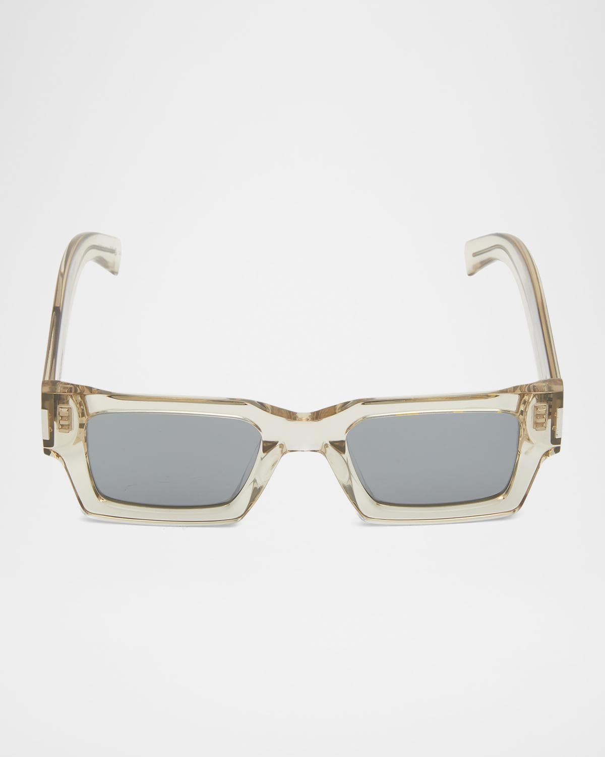 Saint Laurent Men's Rectangle Acetate Sunglasses with Logo