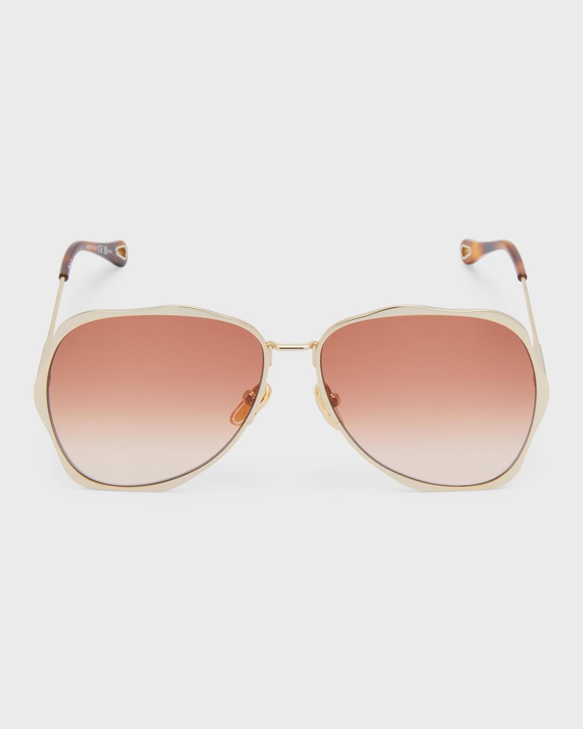 Chloe Golden Tortoiseshell Metal Aviator Sunglasses