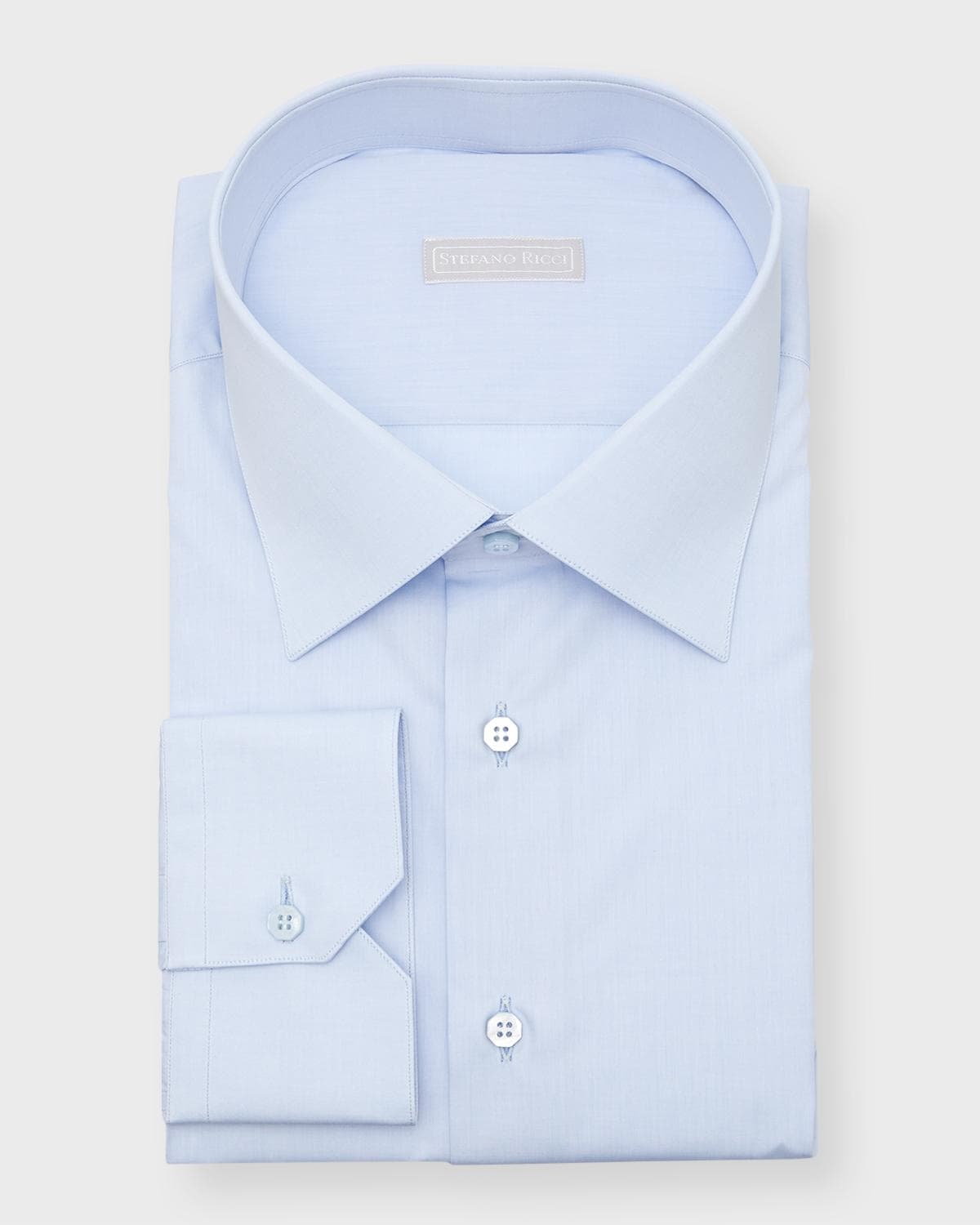 Stefano Ricci Men's Solid Barrel-Cuff Dress Shirt