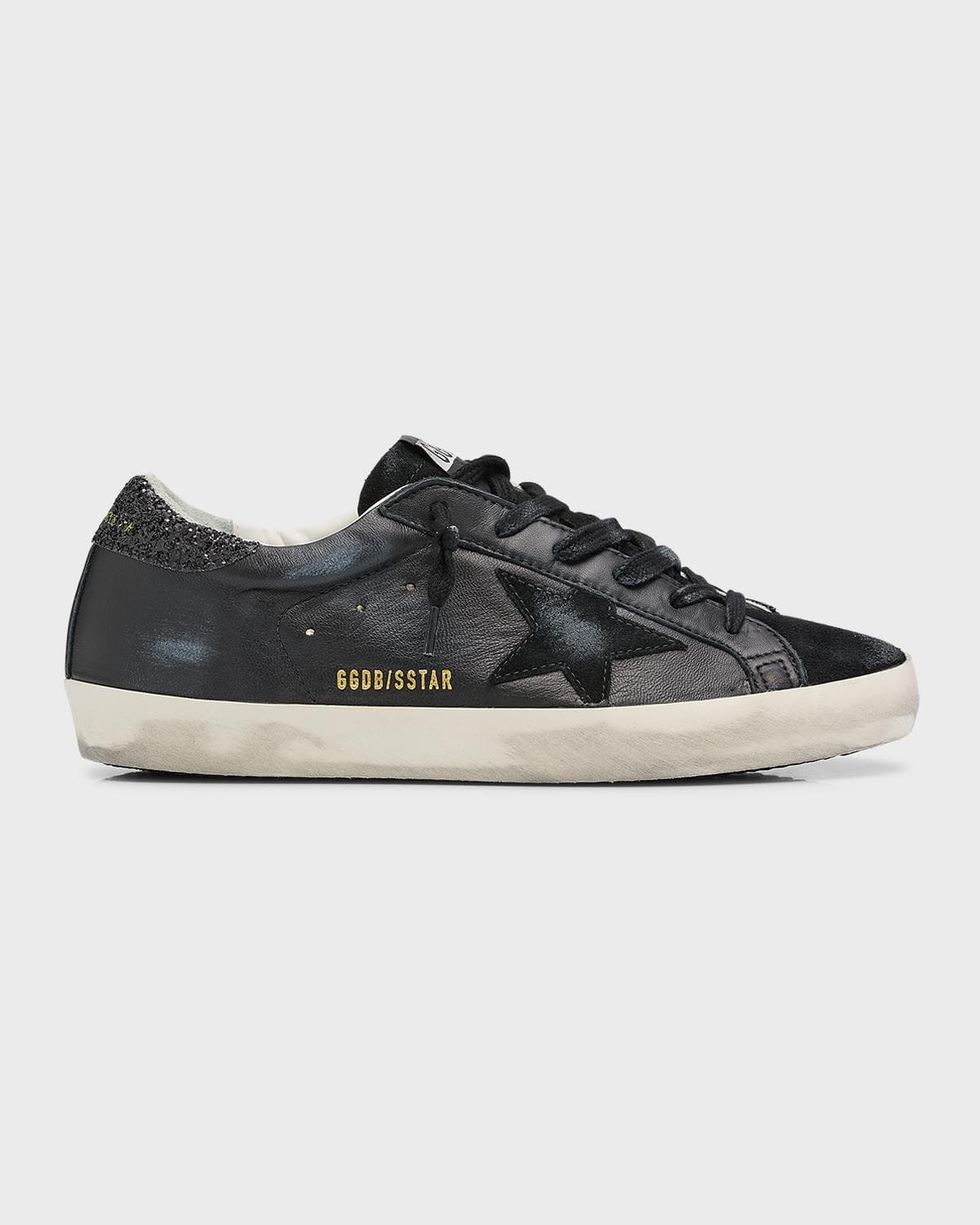 Golden Goose Super-Star Leather Glitter Low-Top Sneakers