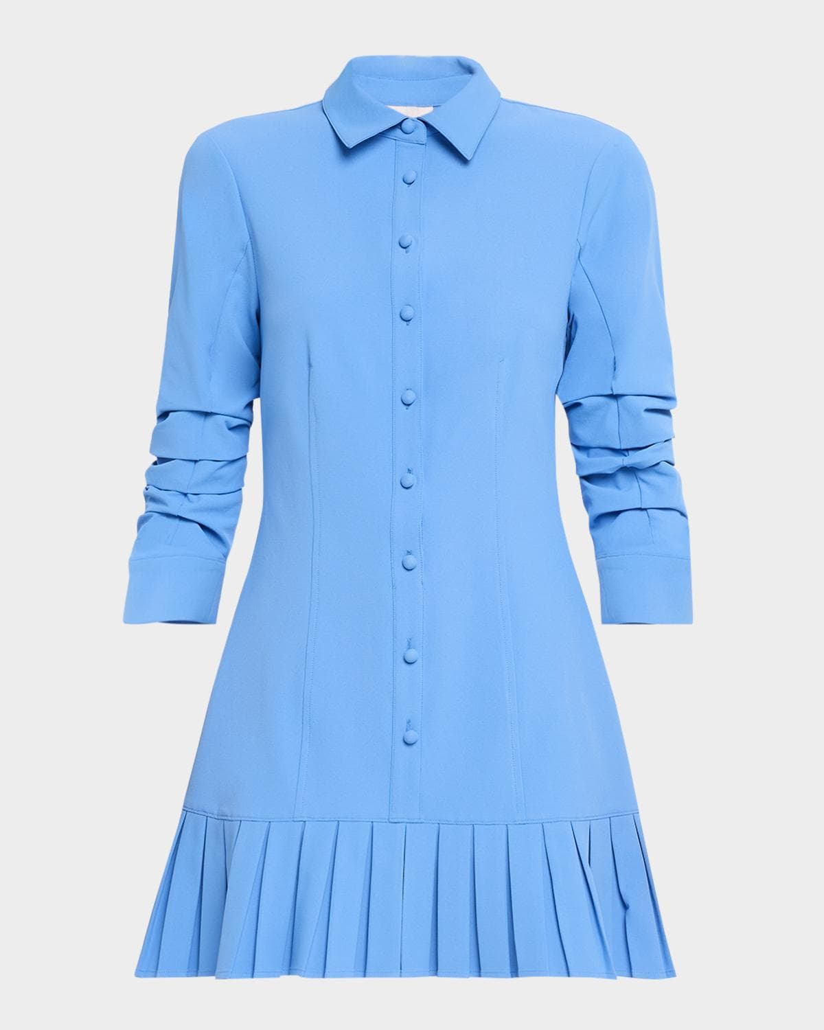 Cinq à Sept Lucilla Topstitched Pleated-Hem Mini Shirtdress