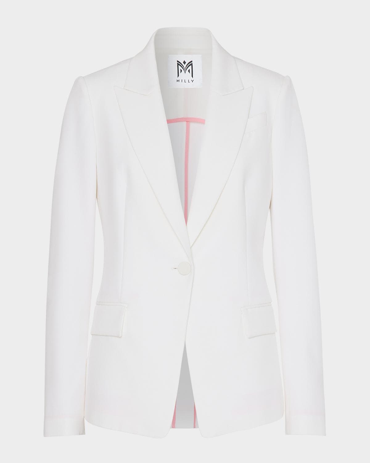 Milly Avery Single-Button Cady Blazer