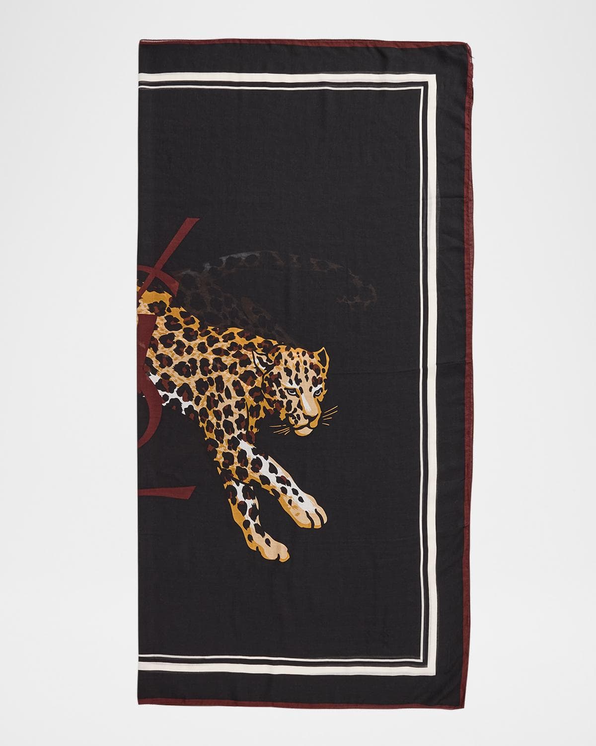 Saint Laurent Leopard Cashmere-Blend Square Scarf
