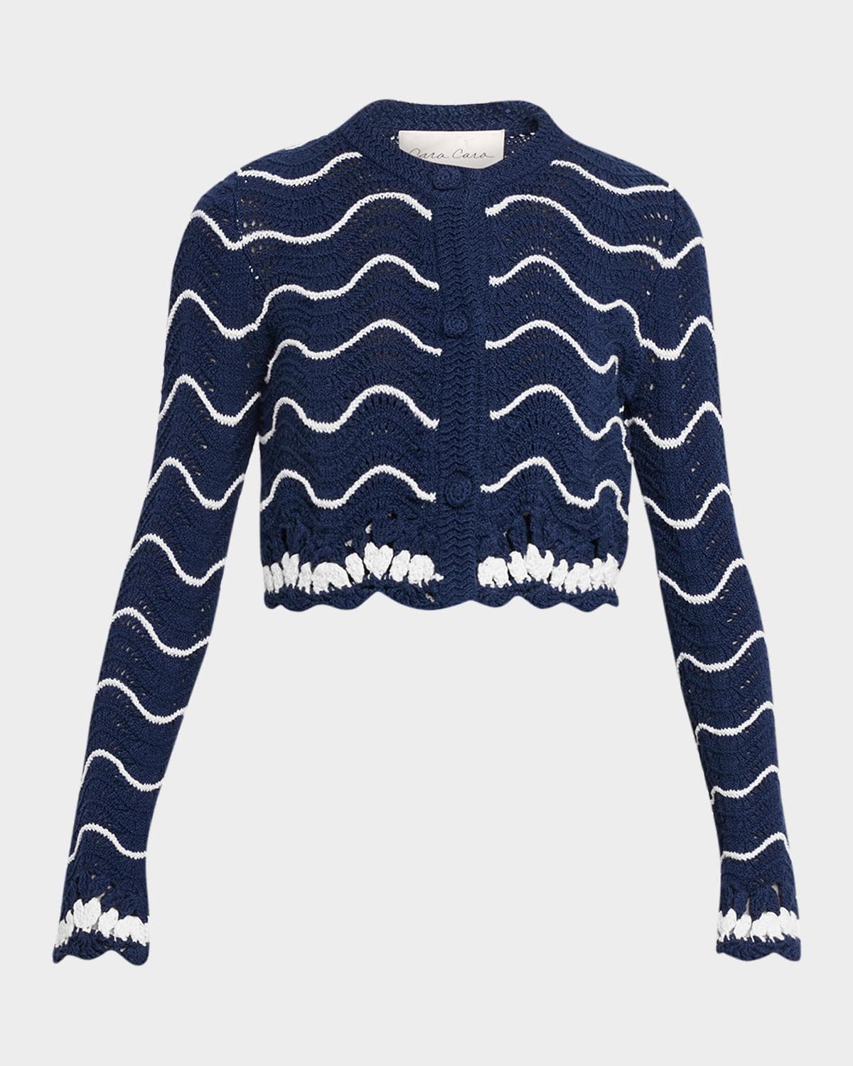 Cara Cara Louise Shrunken Cotton Crochet Cardigan