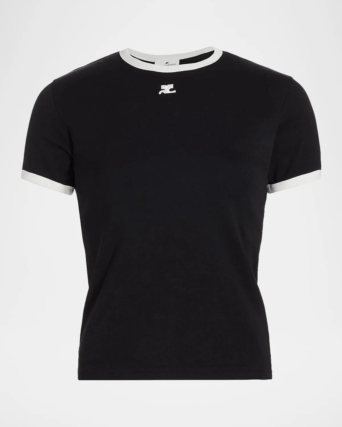 Courreges Logo-Embroidered Cotton T-Shirt with Tipping
