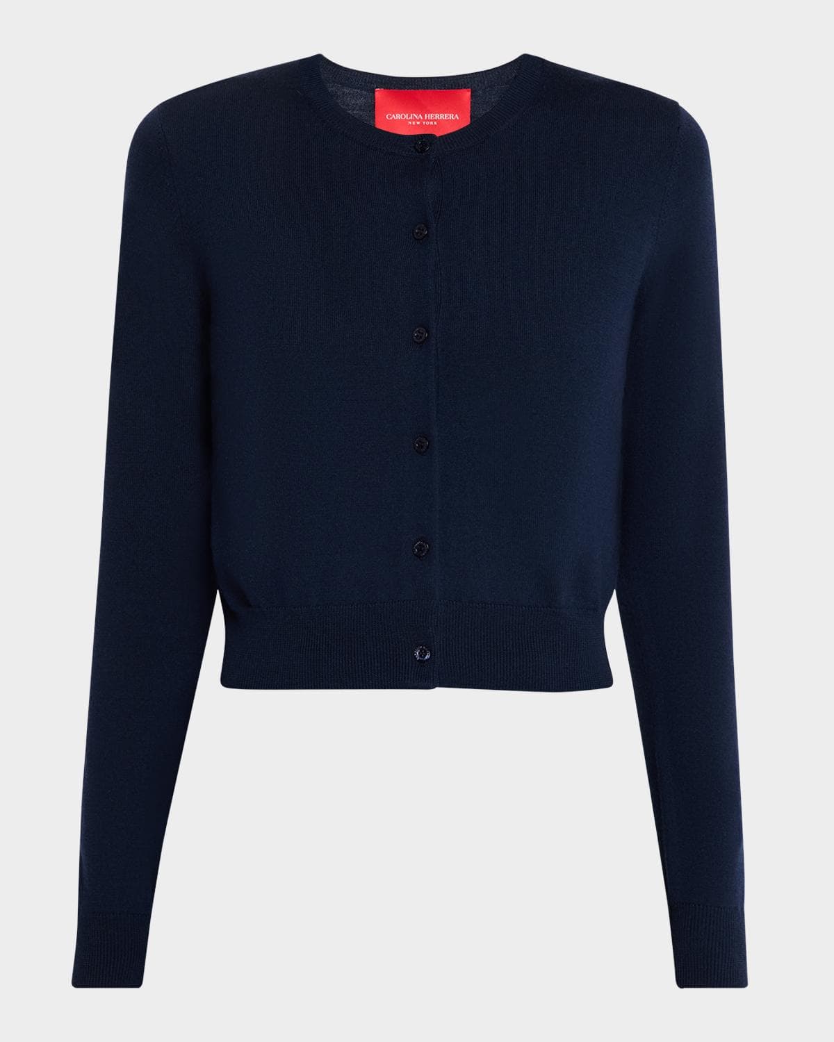 Carolina Herrera Crew-Neck Wool Cardigan
