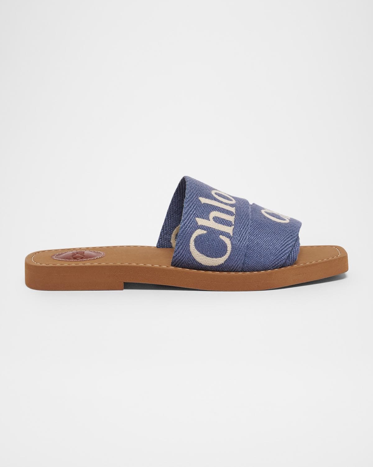 Chloe x High Summer Woody Embroidered Logo Flat Sandals