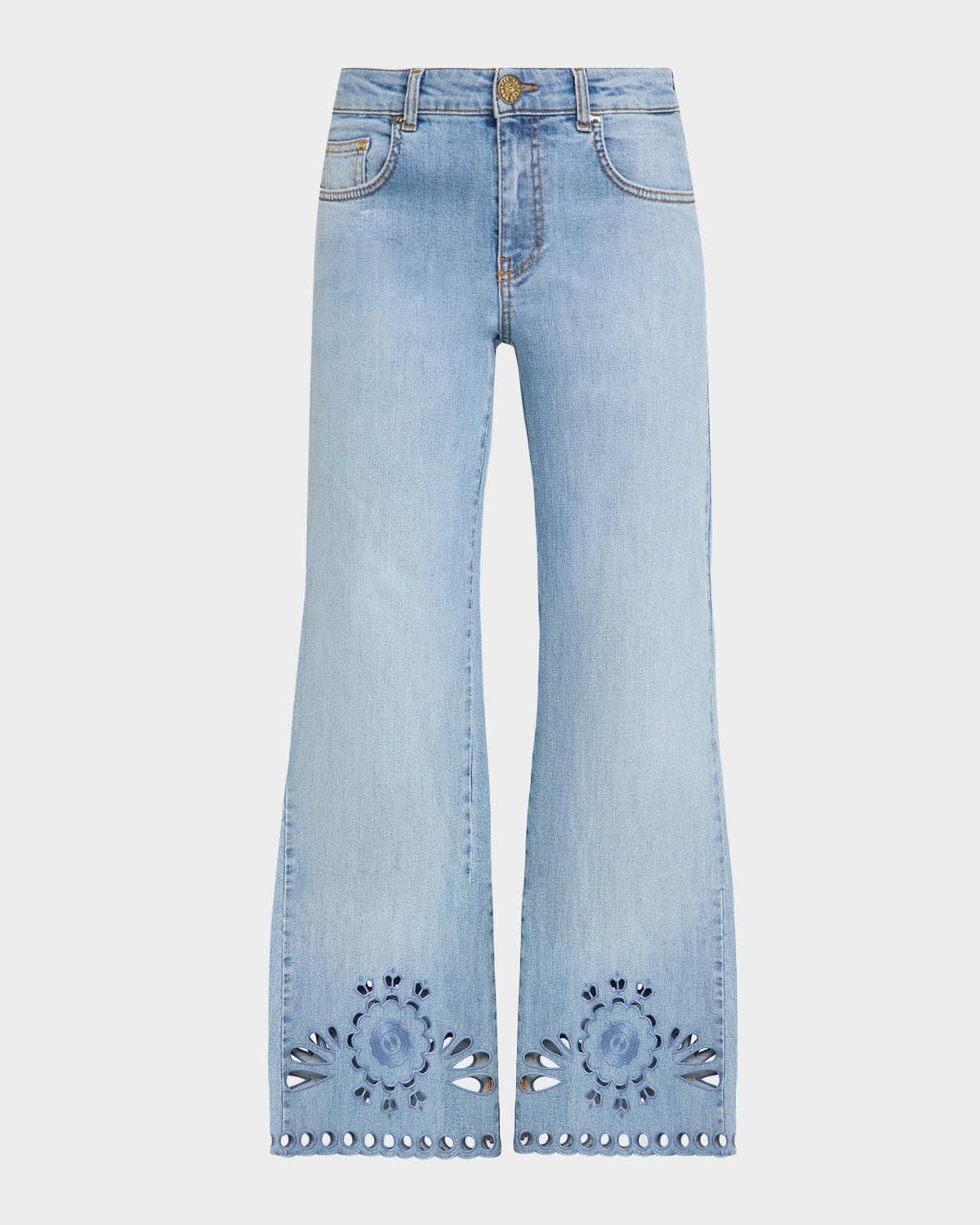 Maison Common Wide-Leg Cutout Denim Pants