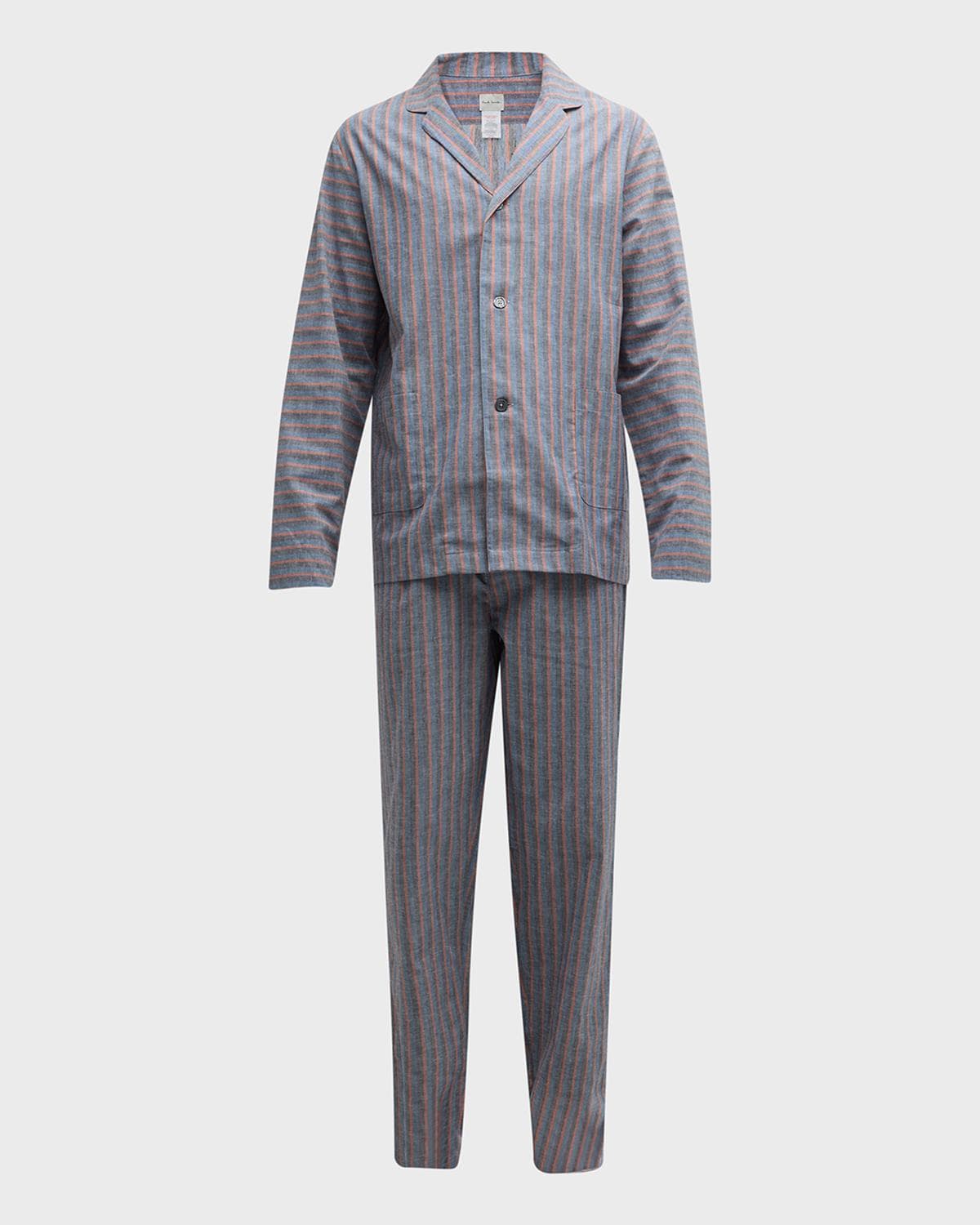 Paul Smith Men's Cotton-Linen Long Pajama Set · 2X-LARGE