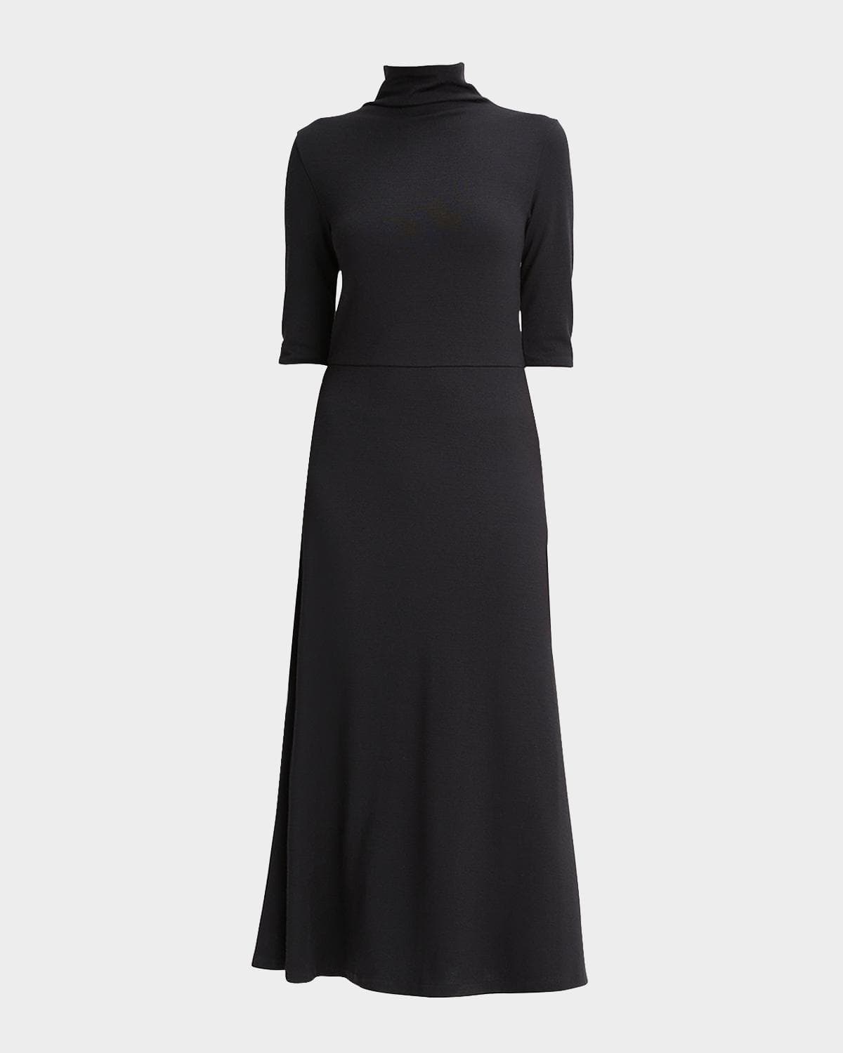 Vince Elbow-Sleeve Turtleneck Midi Dress · X-SMALL