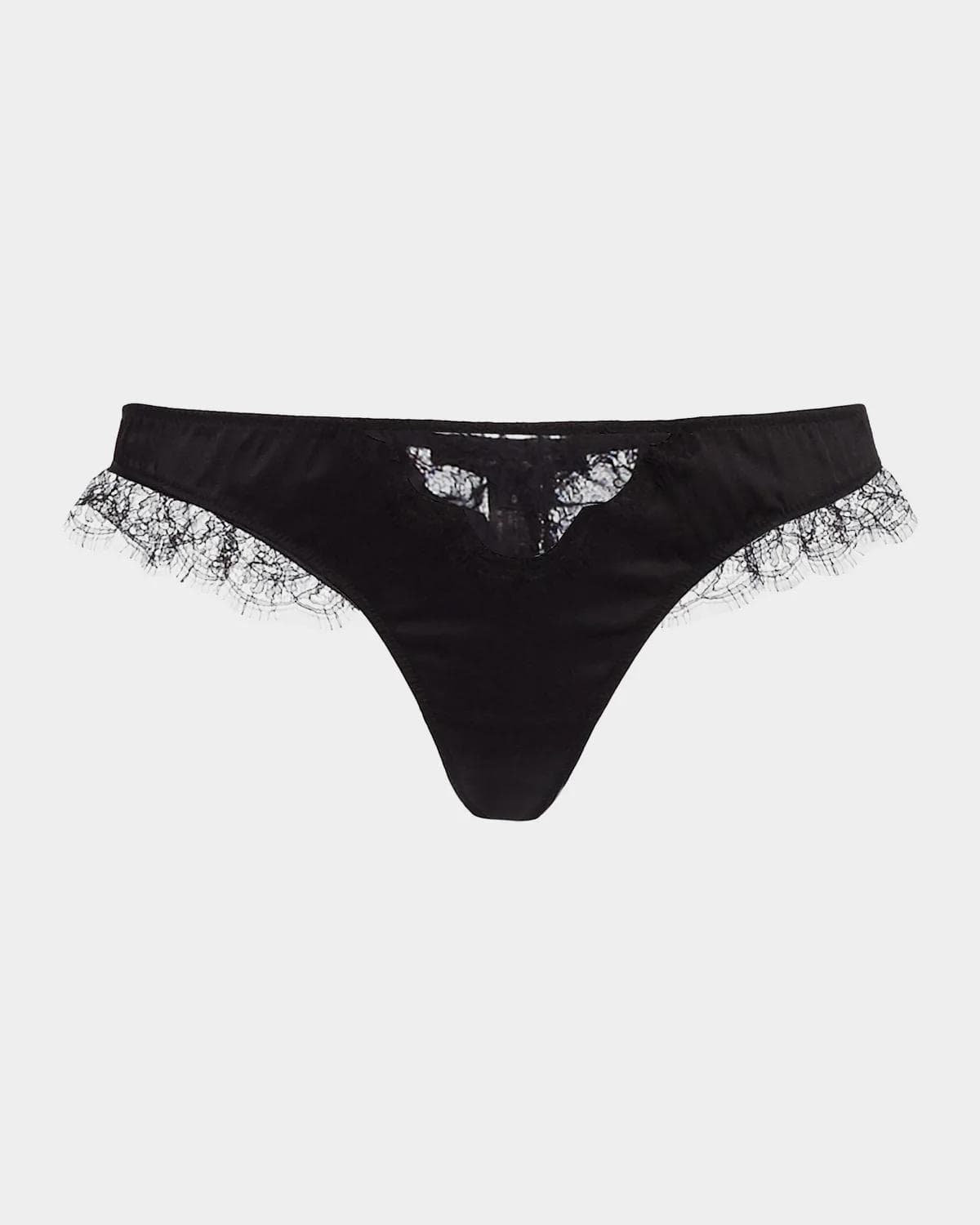 Kiki De Montparnasse Low-Rise Lace-Inset Stretch Silk Thong