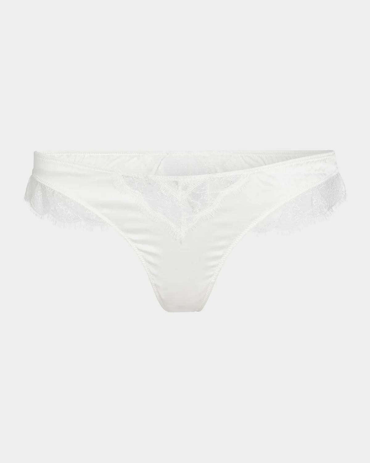 Kiki De Montparnasse Low-Rise Lace-Inset Stretch Silk Thong
