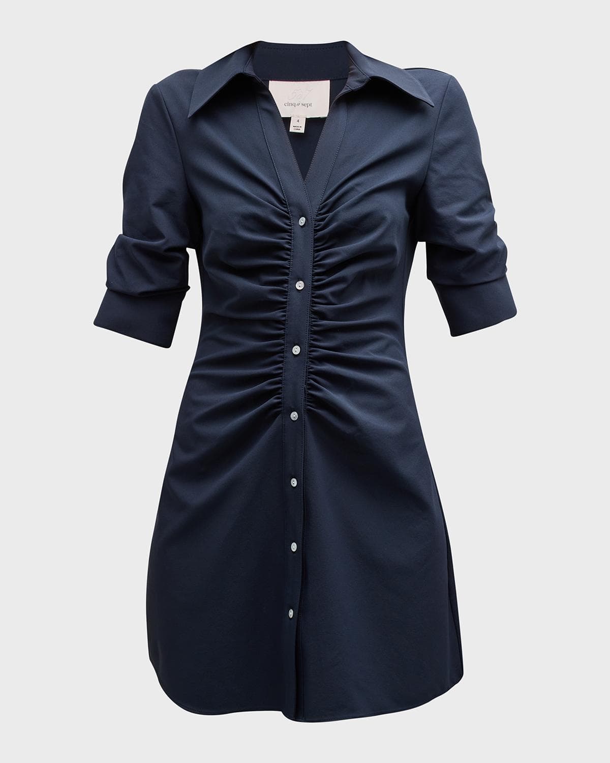 Cinq à Sept Elina Ruched Button-Front Mini Dress